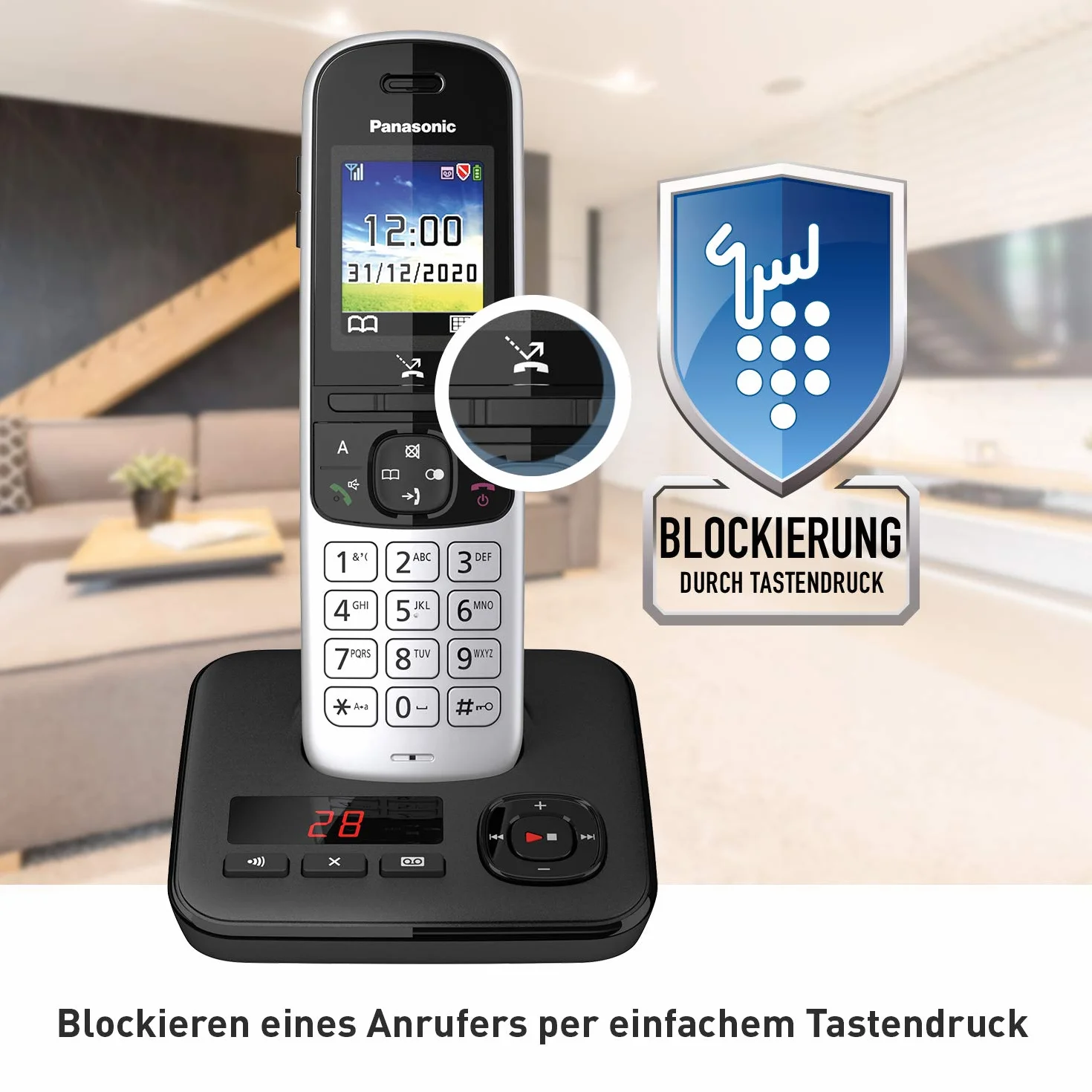 Panasonic KX-TGH722GS telefon bezprzewodowy Duo z automatyczną sekretarką (telefon (DECT, niskie promieniowanie, kolorowy wyświetlacz, blokada połączeń, zestaw głośnomówiący) czarny