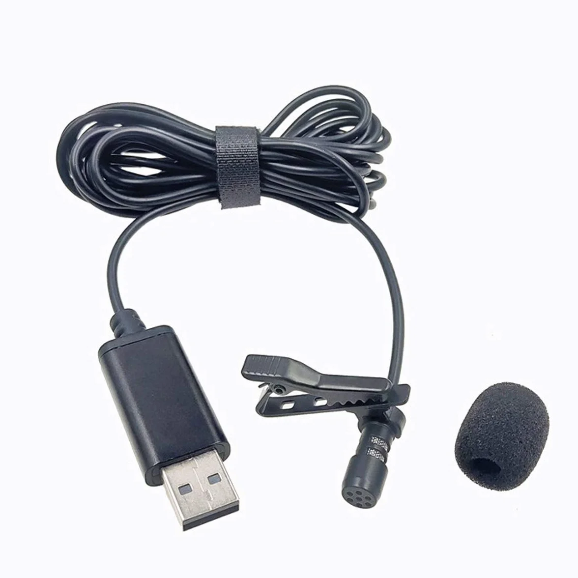 Mikrofon USB Lavalier Clip On z kablem 2 m do laptopa, nagrywania audio-wideo