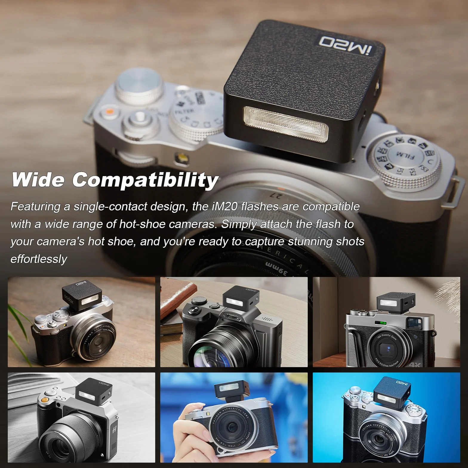 Godox iM20 Mini flash Speedlite - 470 mAh/Type-C Charge/440 Full Power Flash/3s Recycle Times/5 poziomów zasilania