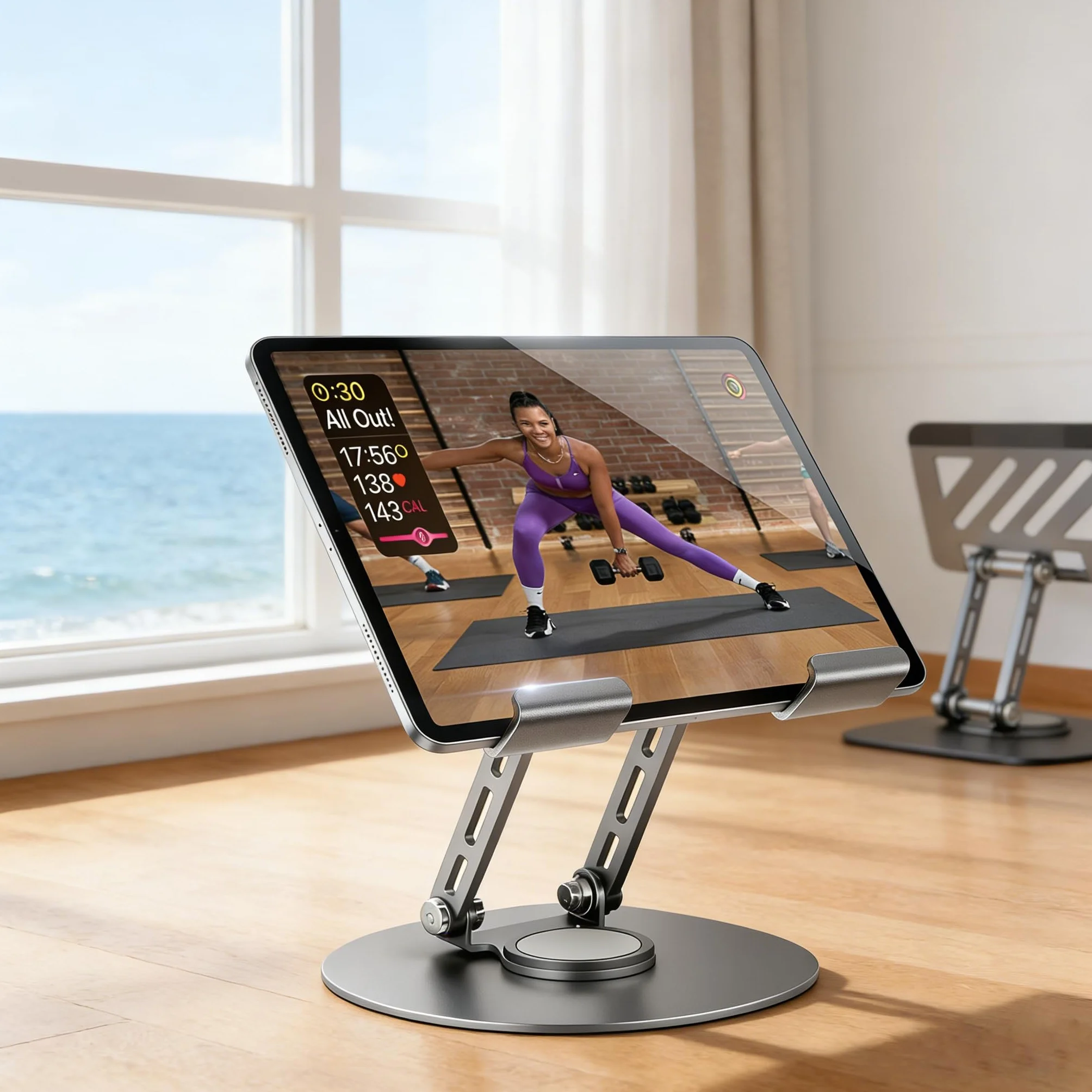Stojak na tablet, obracany o 360°, regulowany, aluminiowy uchwyt na tablet, składany aluminiowy uchwyt na tablet iPad Pro, Air, Mini/Samsung Galaxy Tab/Kindle i wielu innych (10,2-33 cm)