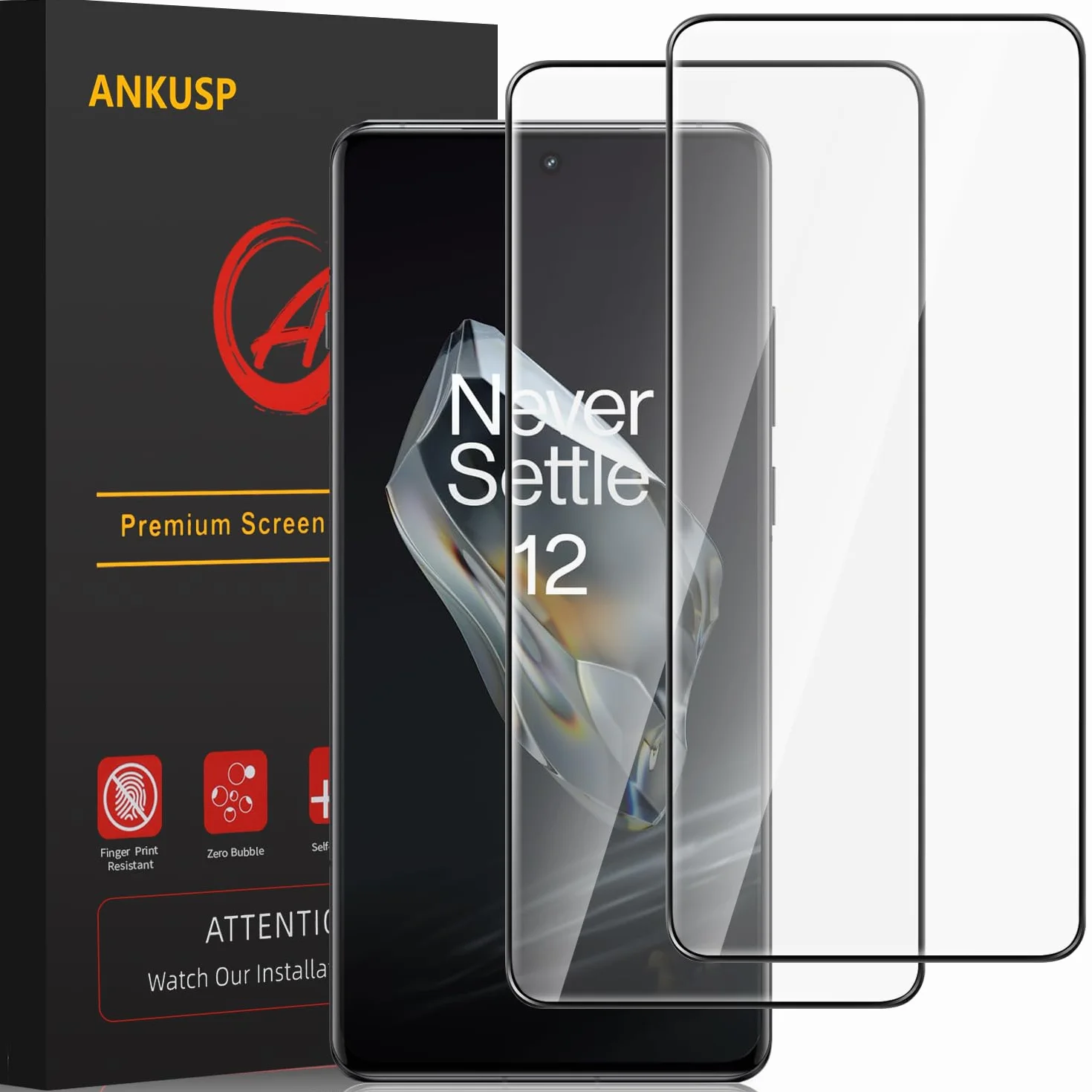 Ochraniacz ekranu do OnePlus 12, twardość 9H, przezroczysty HD, odporny na zarysowania, bez pęcherzyków powietrza, osłona ekranu ze szkła hartowanego do OnePlus 12 5G [NIE DLA OnePlus 12R]