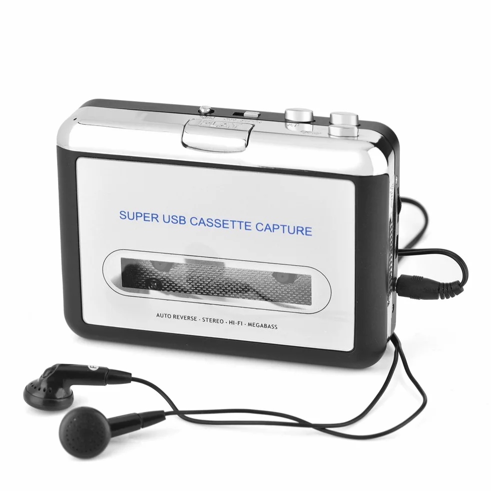 PUSOKEI Konwerter kasety na MP3 - odtwarzacz kasetowy USB kaseta taśma do PC MP3 CD Converter Capture, magnetofon kasetowy ze słuchawkami, łatwy w użyciu
