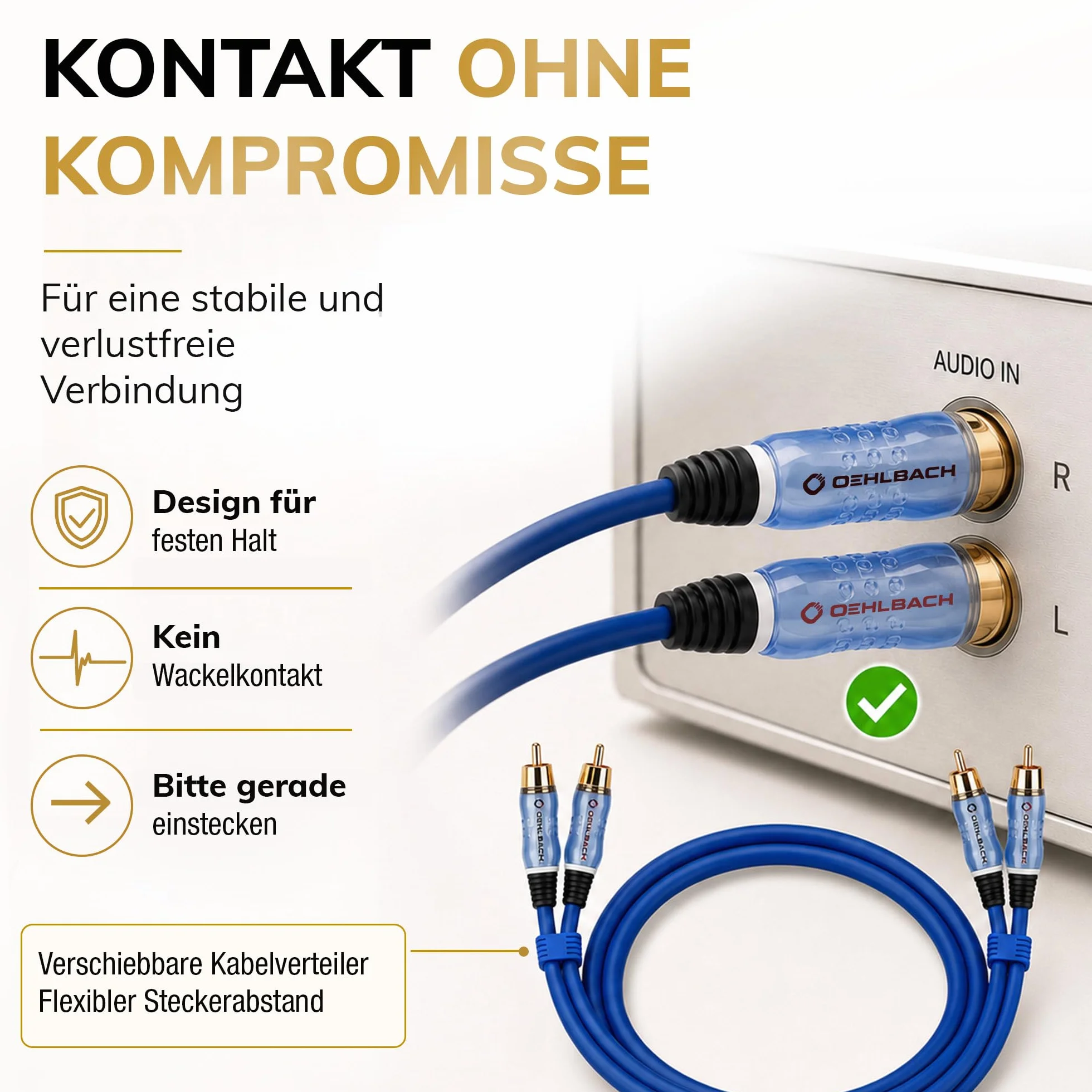 Oehlbach Beat, D1C2701 Kabel RCA Do Odtwarzacza CD i Wzmacniacza, 1 m, Niebieski