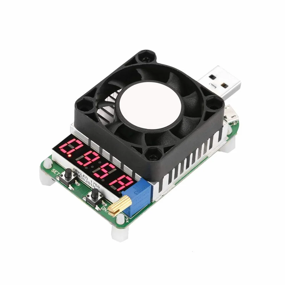 Akozon USB Load Tester Elektroniczny tester obciążenia Moduł rezystancji Test baterii LD25 Regulowany tester napięcia prądu