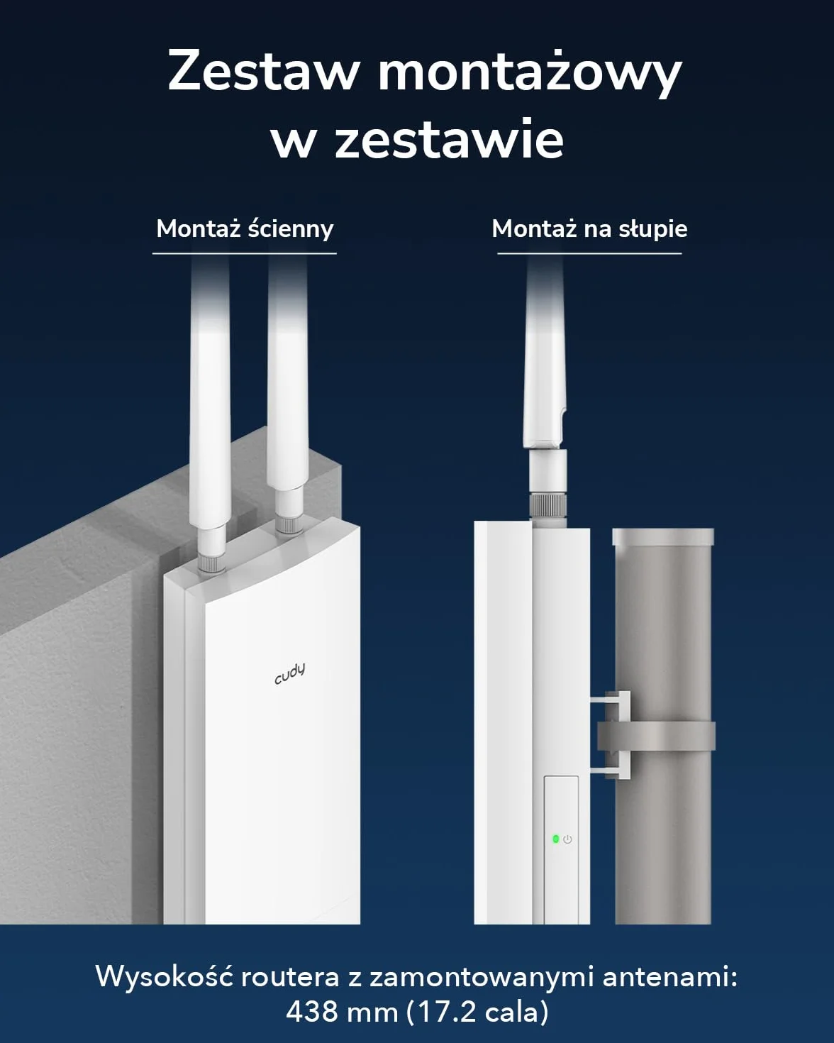 Cudy AP3000 Outdoor IP65 Zewnętrzny punkt dostępowy AX3000 WiFi 6 o dużej mocy, zewnętrzna FEM o dużej mocy, Gigabit RJ45, obsługuje pasywne PoE