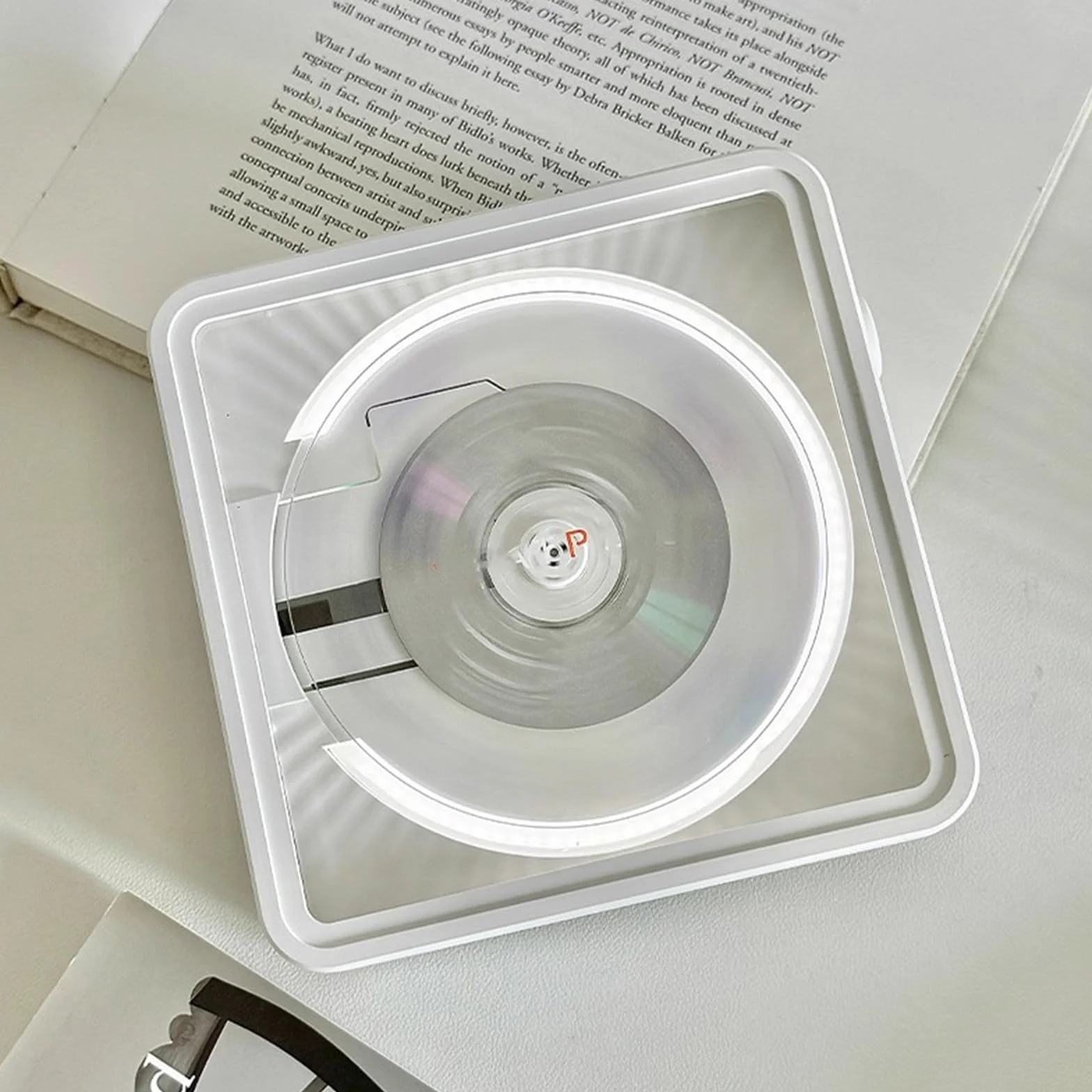 Odtwarzacz CD z Bluetooth, mini kanał Hi-FI z głośnikami, pierścień świetlny o zmiennej intensywności, stojak na biurko i ścianę, obsługa odtwarzania płyt CD/CD-R/CD-RW/MP3/WMA