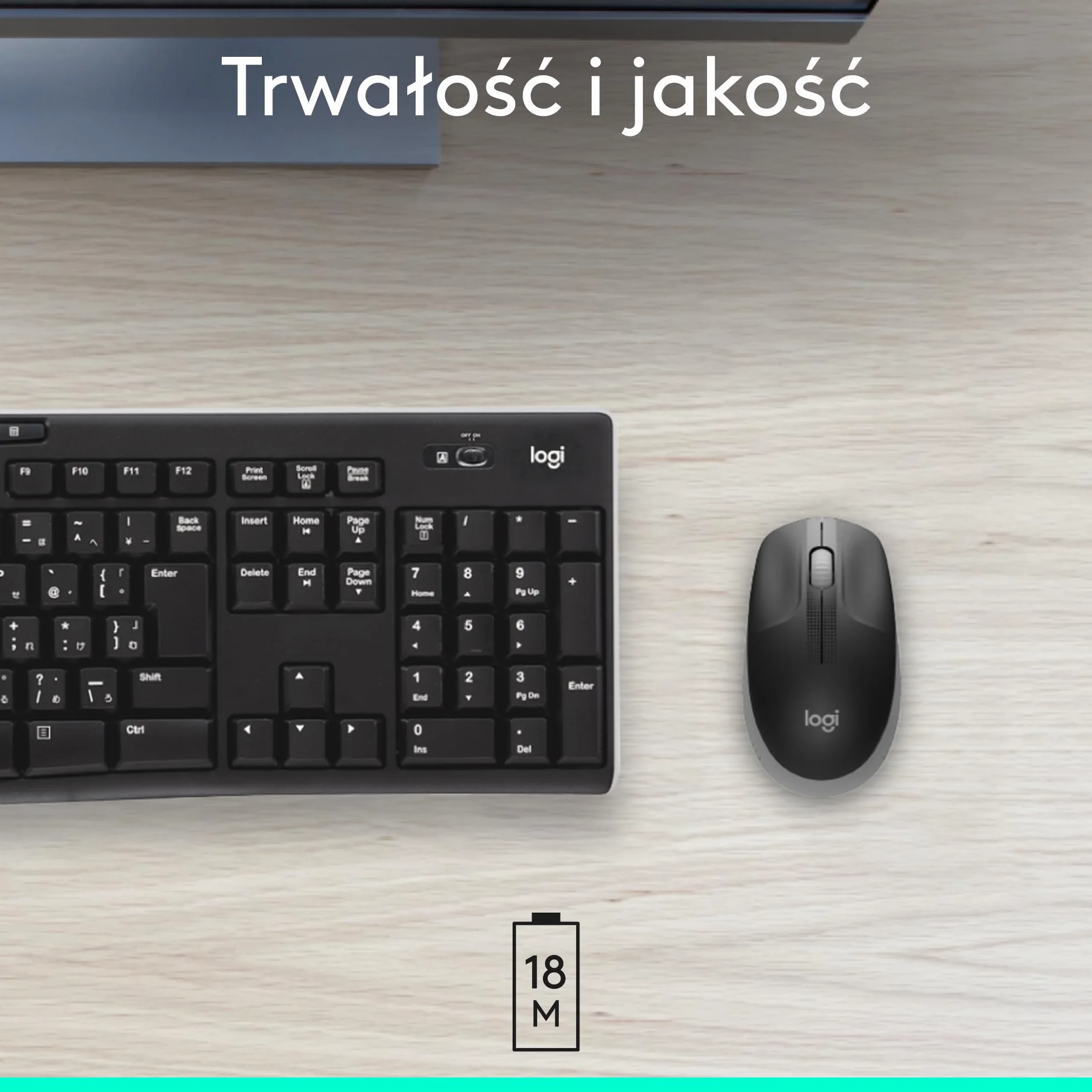 Logitech M190 Bezprzewodowa mysz duża oburęczna szara