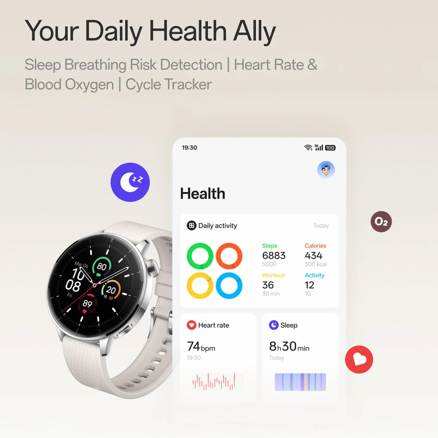 OnePlus Watch 3 Smartwatch, obudowa ze stali nierdzewnej 43 mm, bateria do 60 h, 100+ trybów sportowych, IP68 i 5ATM, zegarek fitness do kontroli zdrowia - czarny
