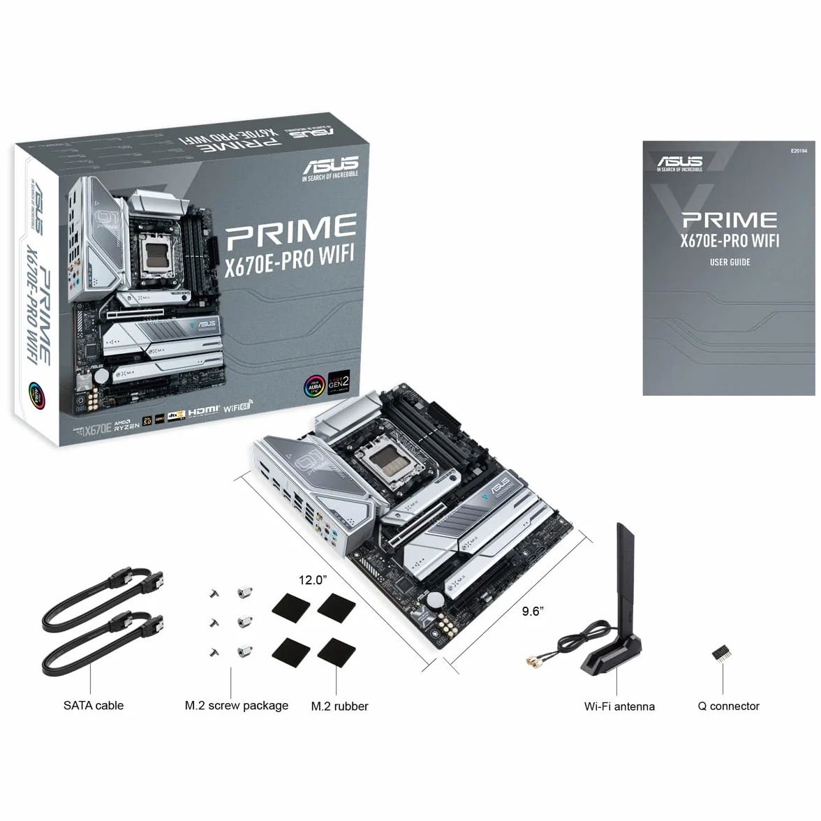 ASUS 90MB1BL0-M0EAY0 PRIME X670E-PRO WiFi płyta główna do gier AMD AM5 (Ryzen 7000, ATX, PCIe 5.0, 4. M.2, pamięć DDR5, USB 3.2 Gen 2 Typ-C, Aura Sync oświetlenie RGB)