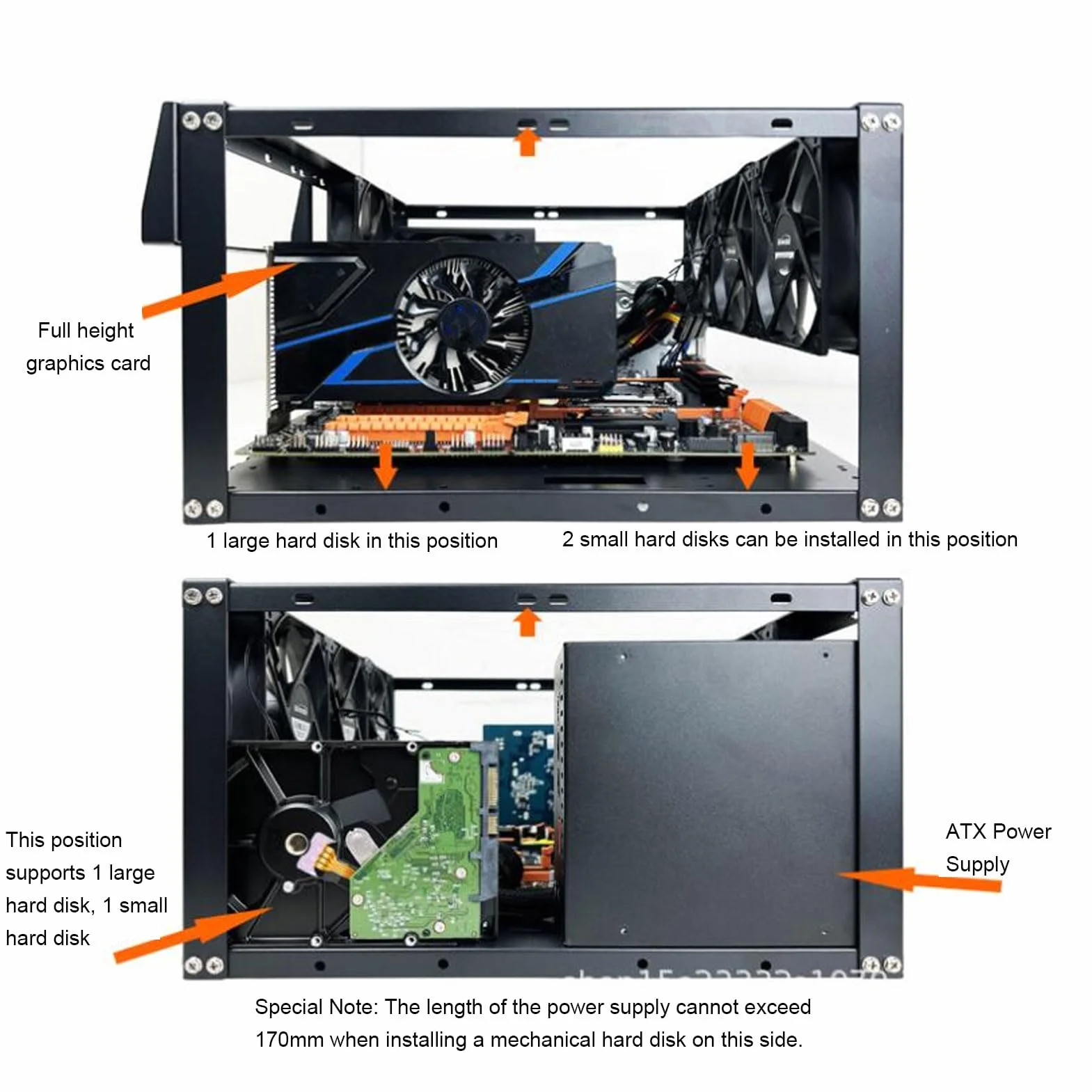 Obudowa Komputera do Gier DIY, Otwarta Obudowa ATX do Płyt Głównych E-ATX/ATX/M-ATX/ITX, Obsługa Chłodzenia Wodnego 360°, 4 Kieszenie na Dyski Twarde, Karty Graficzne o Pełnej