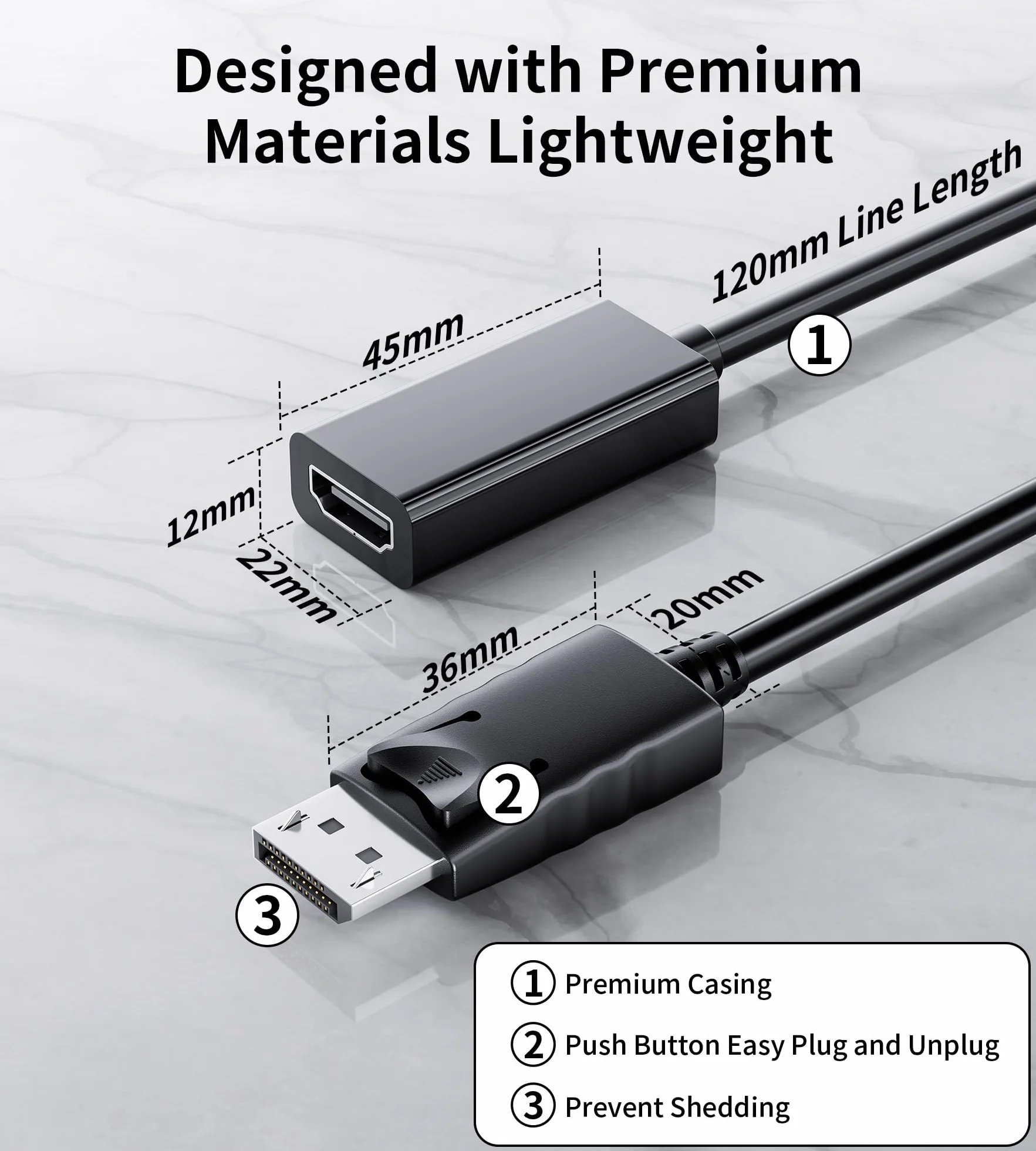BHHB 4K DisplayPort na HDMI z zasuwką, jednorazowa transmisja (mężczyzna do kobiety) do HDTV, komputera, monitora, komputera stacjonarnego, laptopa, projektora i wielu innych.