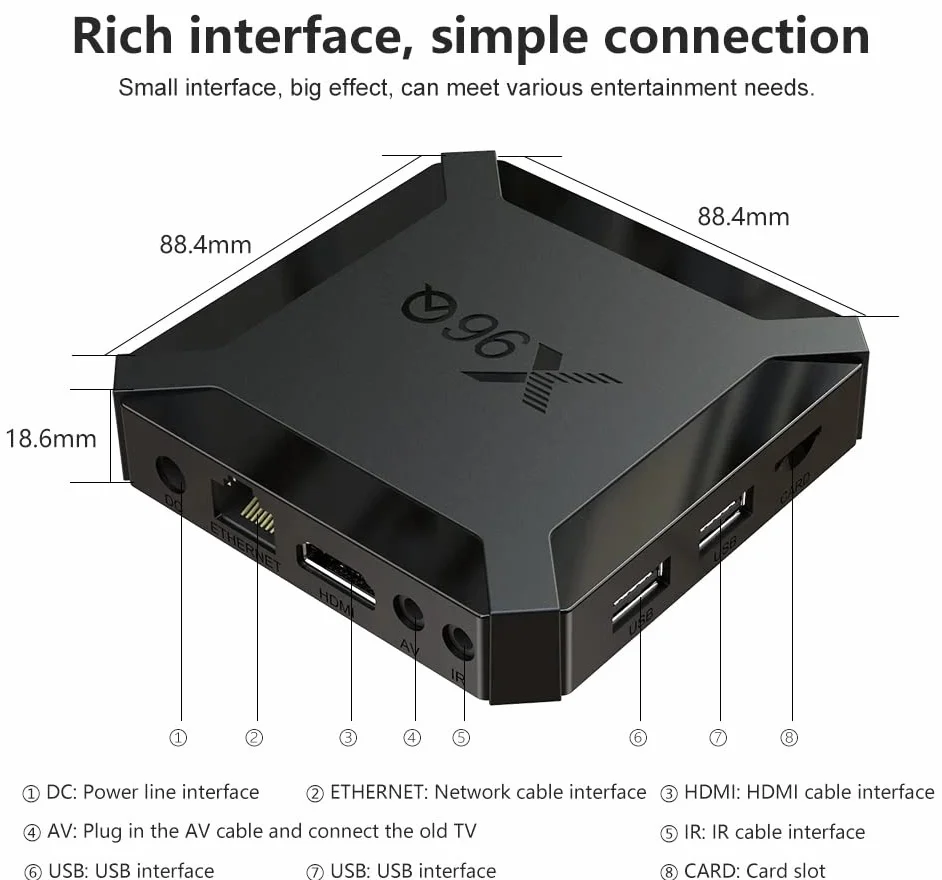 X96Q 2GB RAM16 GB ROM Box Android TV Box Media Player Wysoka jakość (Android 9.0) z pilotem i kablem HDMI, odtwarzacz multimedialny 4K chromecast TV Box
