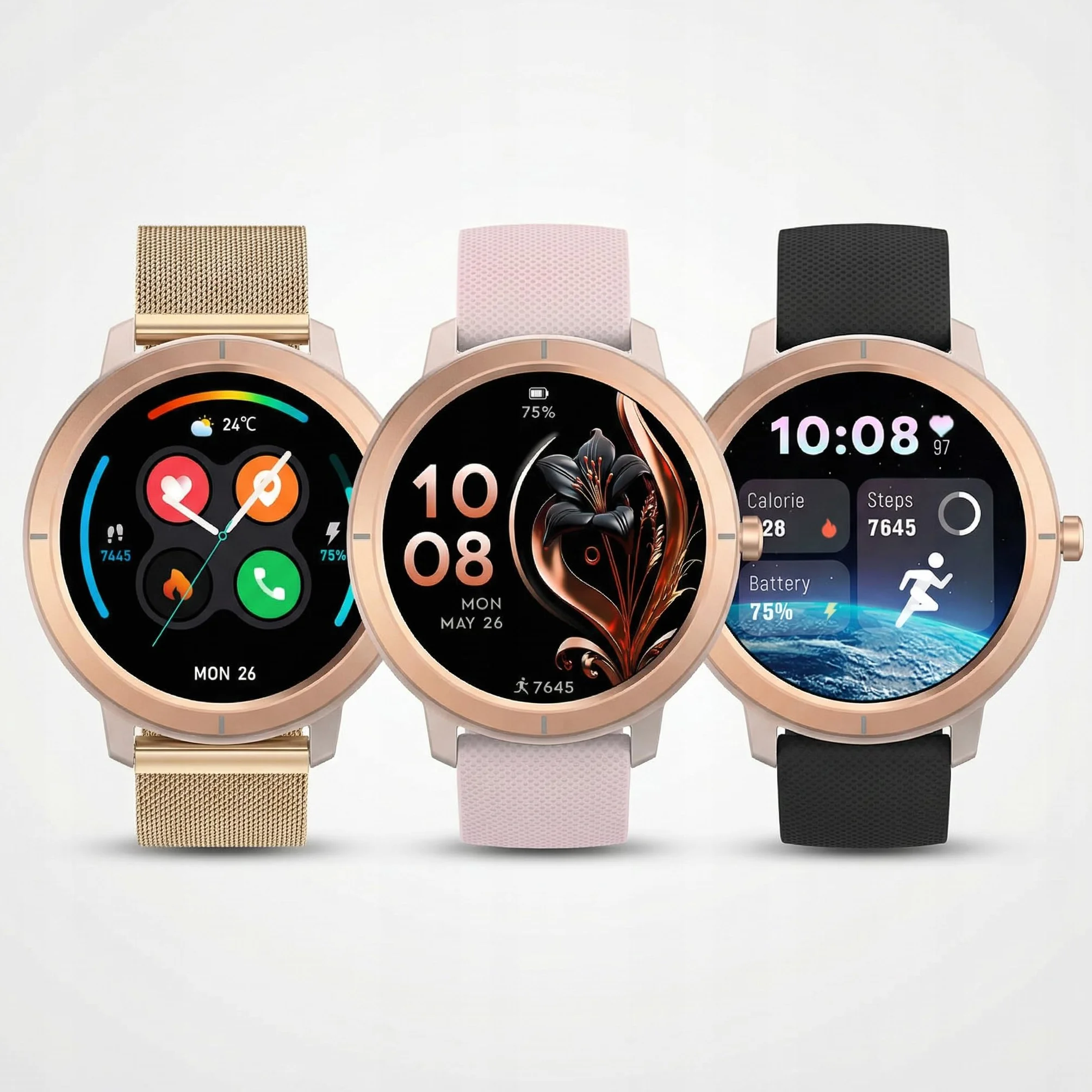 SMARTWATCH DAMSKI WODOODPORNY ZEGAREK MENU PL GPS AMOLED PULS SPORT 4 PASKI