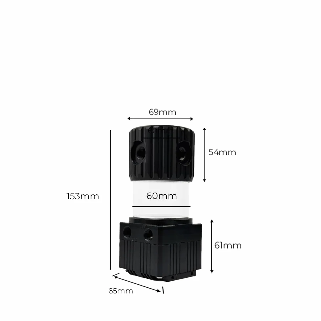 Dracaena.io High Flow 780L/H PC pompa wodna zbiornik combo, bezszczotkowa pompa mikroprocesorowa 12 V 18 W, głowica 5-6 m, gwint G1/10.2 cm, akrylowy zbiornik POM 100 ml, złącze 4-pinowe, czarny