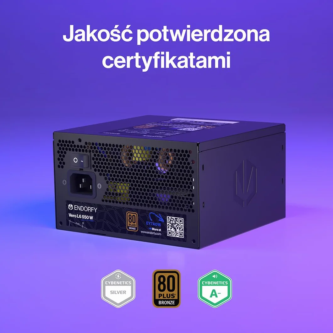 ENDORFY Vero L6 550W ATX 3.1 zasilacz 80 PLUS Bronze, Cybenetics Silver, PCIe 5.1, 12V 2x6, Stratus 120 mm, PSU do PC Gaming, 550 W
