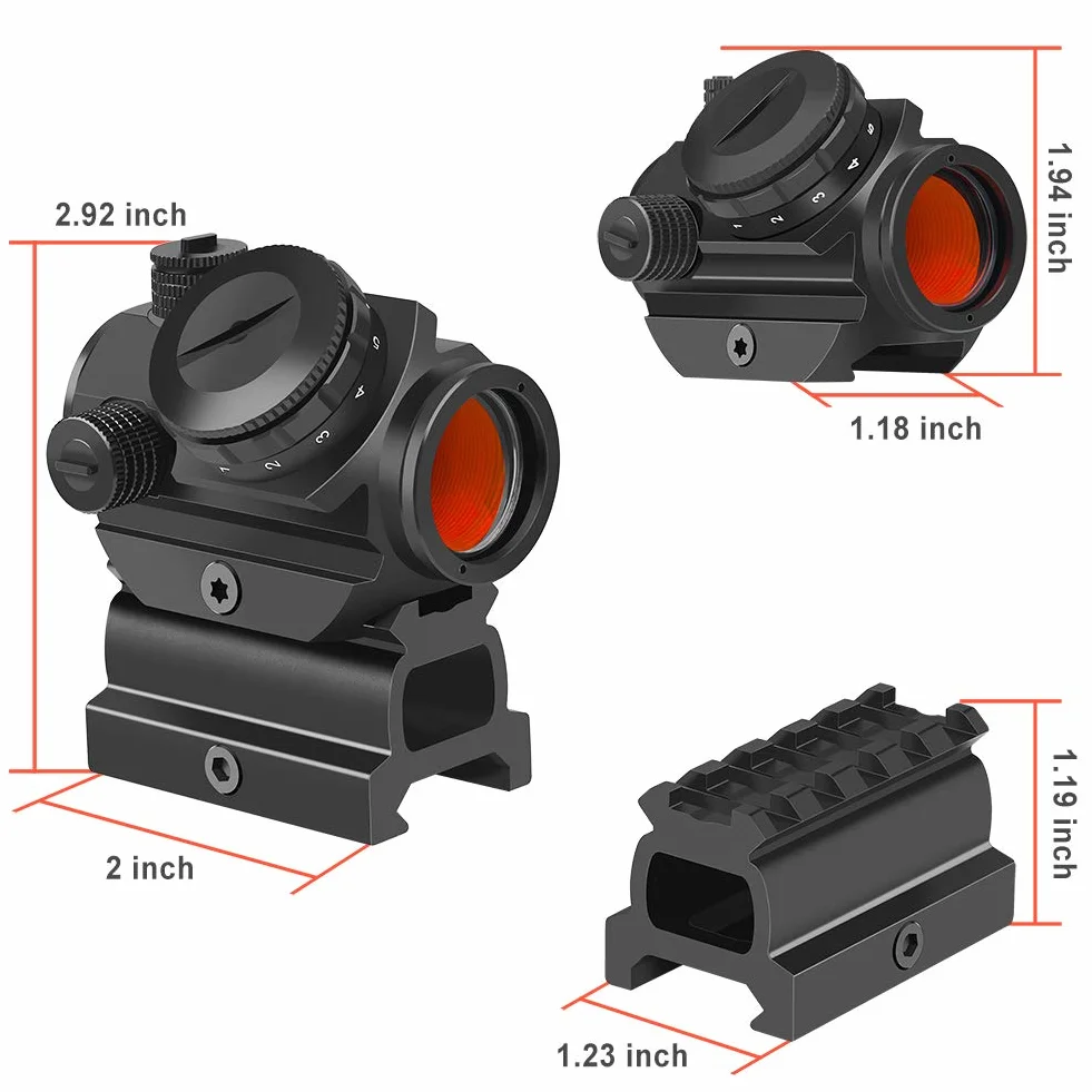 Feyachi RDS-22 Red Dot wizjer 1 x 22 mm 2MOA Airsoft wizjer punktowy kompaktowy wizjer z czerwonym punktem, luneta celownicza do szyn Picatinny/Weaver 20 mm/22 mm