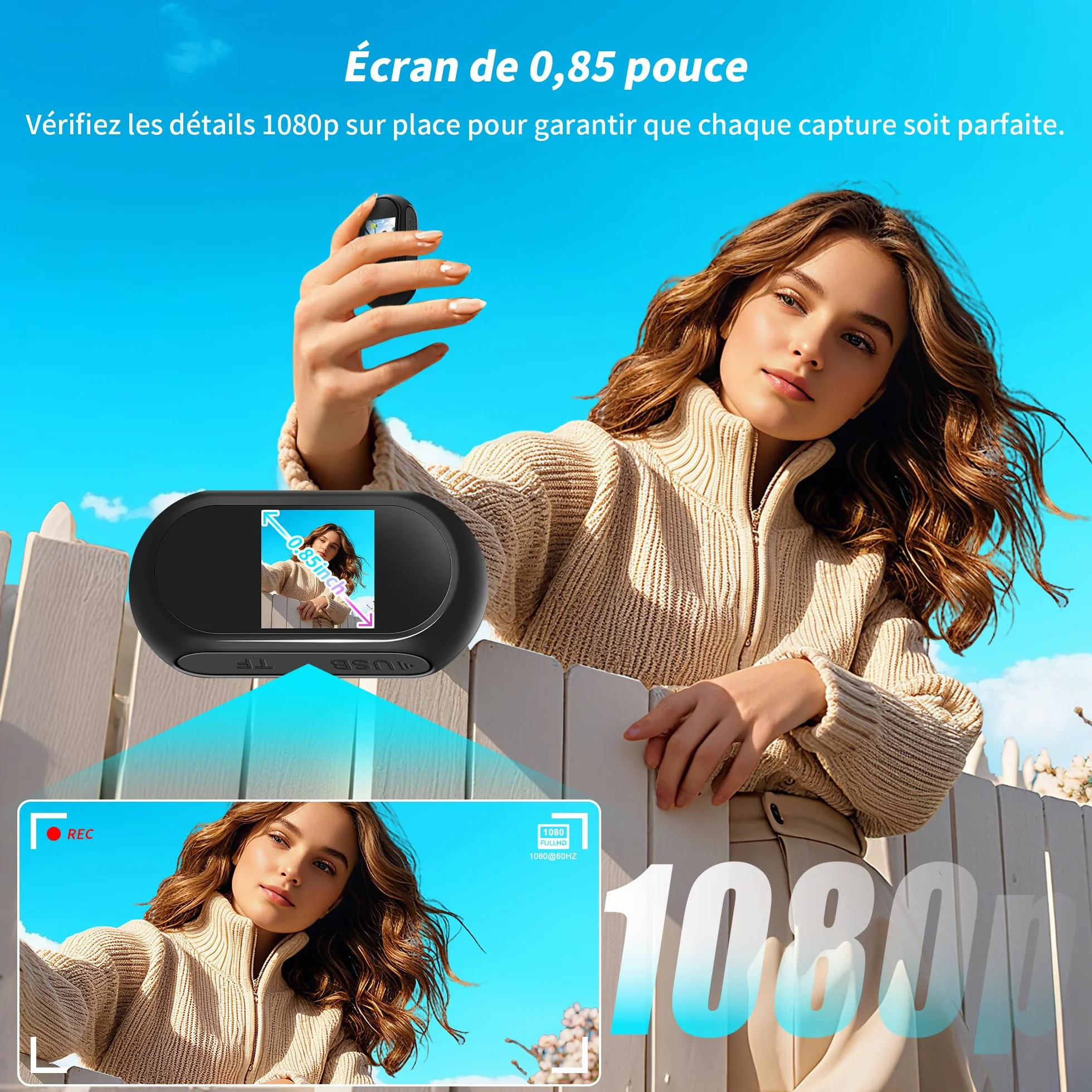 Mini kamera sportowa 1080p z kartą 64 GB | Kamera motocyklowa z szerokim kątem 120°, kamera sportowa z magnetycznym klipsem, kamera do kasku, roweru, vlogowania