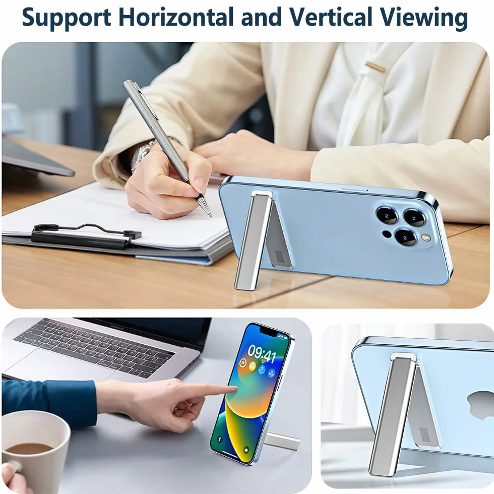 Kinizuxi Podpórka na telefon komórkowy, 2 szt., pionowy i poziomy aluminiowy stojak na telefon na biurko, regulowany stojak na telefon kompatybilny z iPhonem, Samsungiem, iPadem, tabletami i innymi,