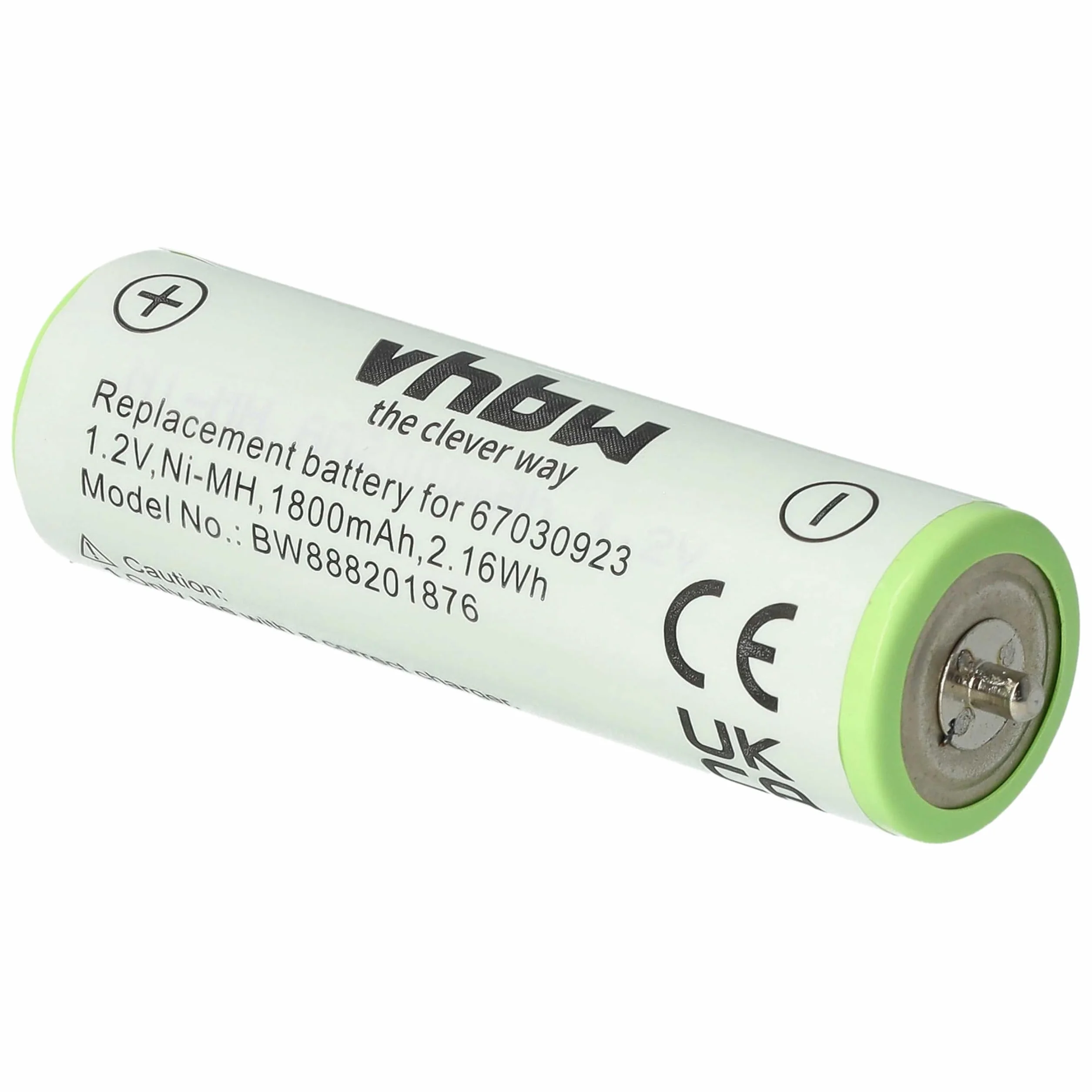 vhbw 2 x bateria kompatybilna z maszynką do golenia Braun Series 1, Series 3, SmartControl (1800mAh, 1,2V, NiMH)