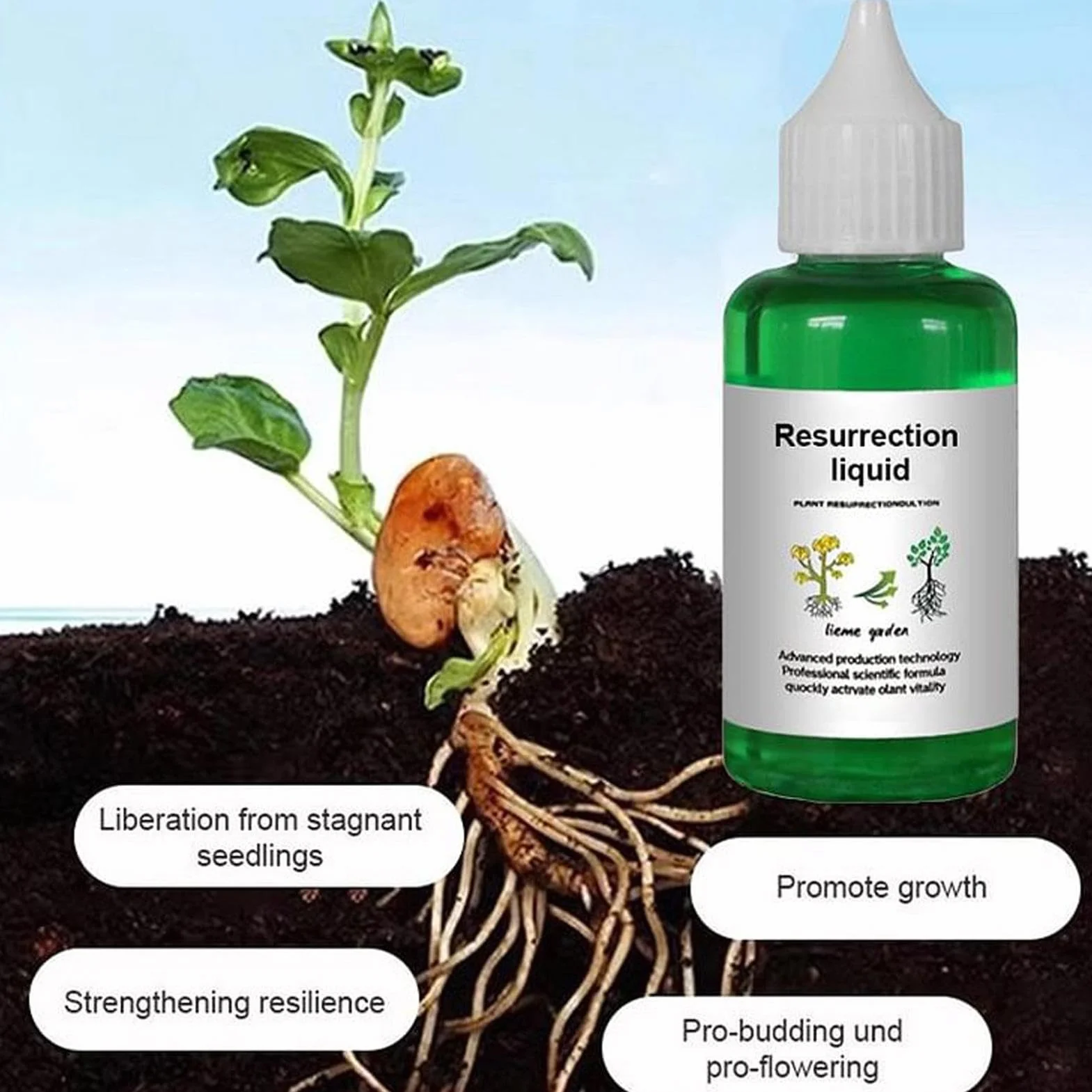 Organic Liquid Fertilizer, Growth Formula for Houseplants with Vital Minerals, High Potency Seedling Nourishment with Easy Mix, Natural Enhancer for Tree Flower Fruit Garden Decor 50ml