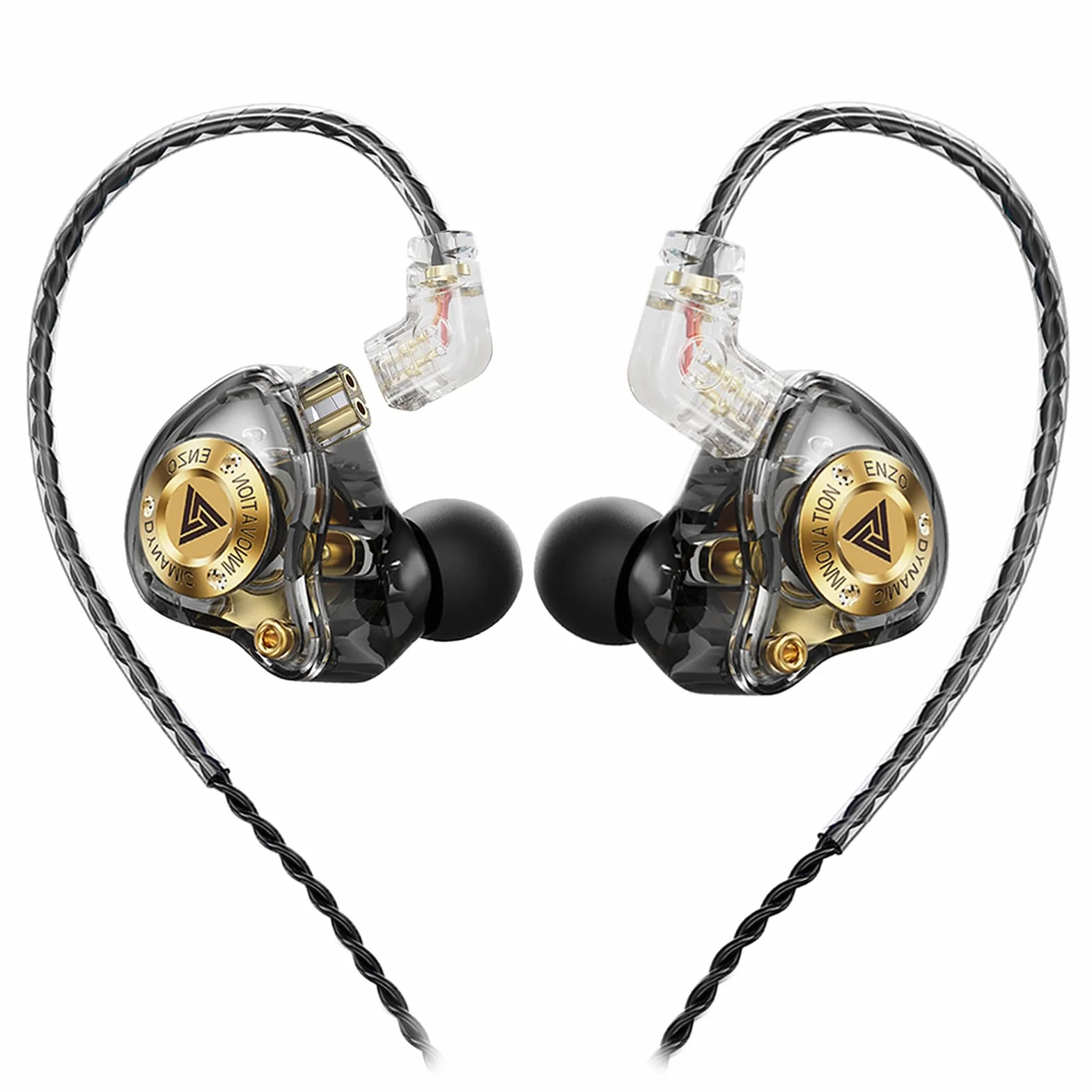 Przewodowe słuchawki do gier IEM z 1DD, QKZ ENZO PRO w monitorze dousznym, odłączany kabel HiFi, dźwięk basowy z nowym dynamicznym sterownikiem 11 mm do gier wideo (czarne, mikrofon)