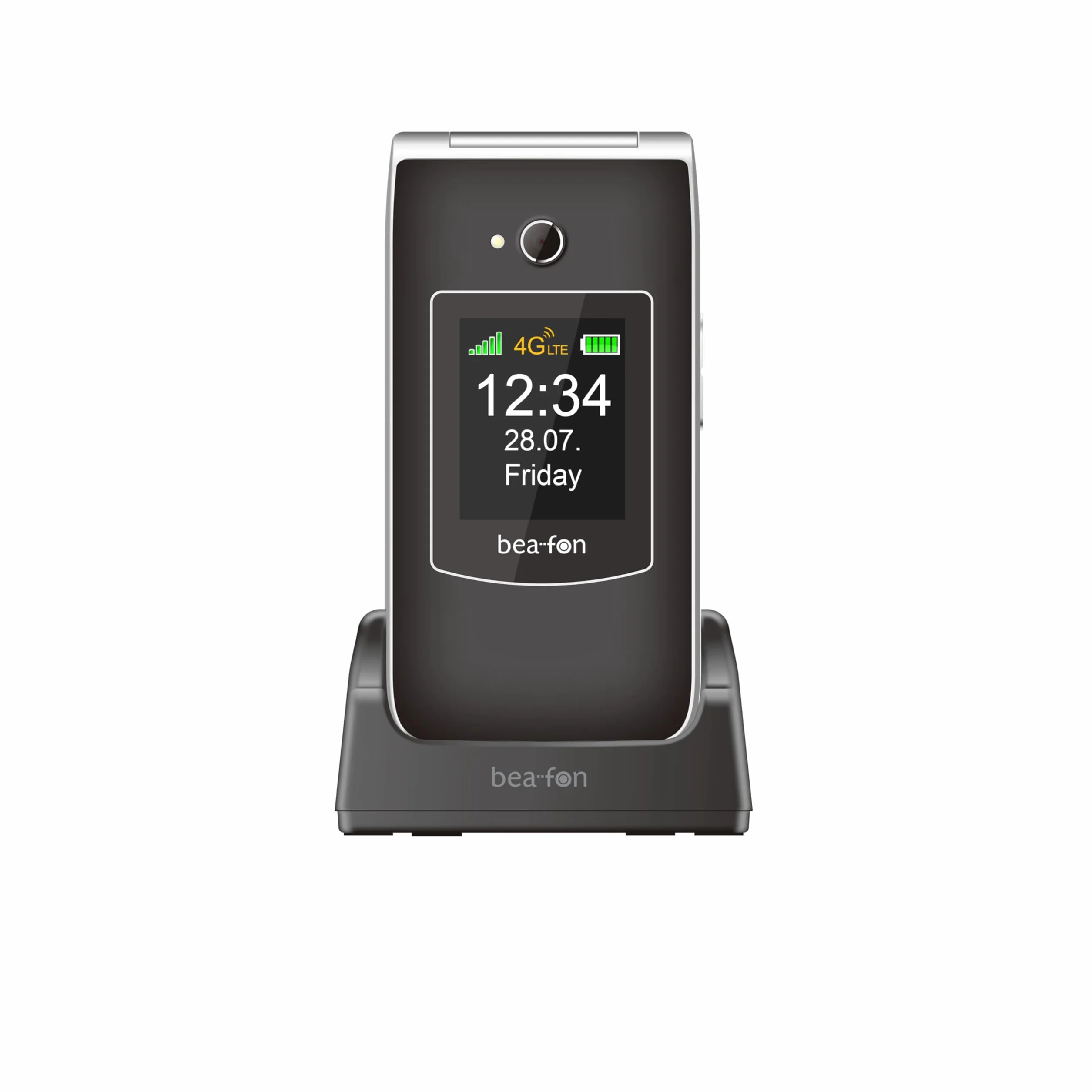 Beafon, SL645, LTE 4G, Silverline, telefon komórkowy dla seniorów, przycisk alarmowy SOS, telefon komórkowy, składany, wewnętrzny wyświetlacz XXL 2,8" (7,11 cm)/ XXL kolorowy wyświetlacz zewnętrzny