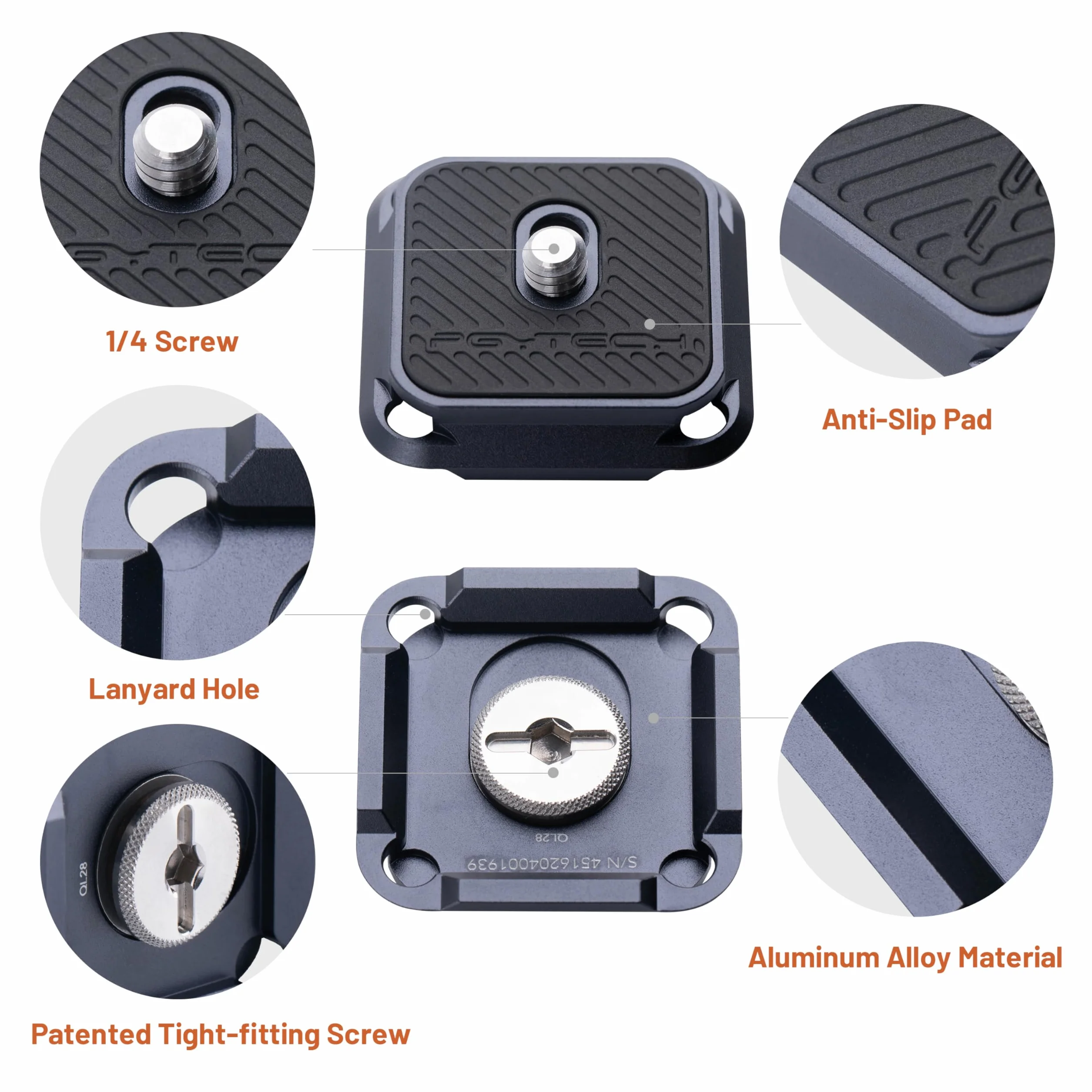 PGYTECH Arca-Swiss Quick Release Plate, Multidirectional Mounting, Compatible with Sony, Canon, Nikon and most Camera Systems (Single Plate)