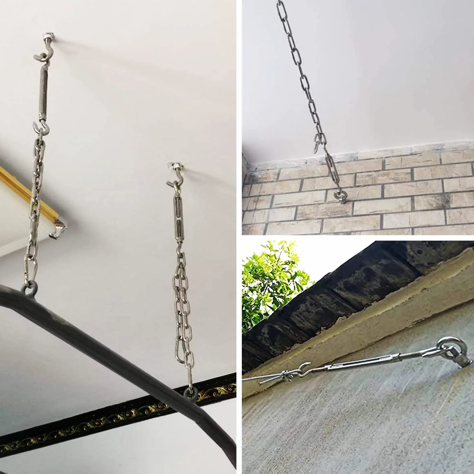 Napinacz linowy ze stali nierdzewnej 304, regulowany zamek napinający, hak CC, 10 sztuk, srebrny