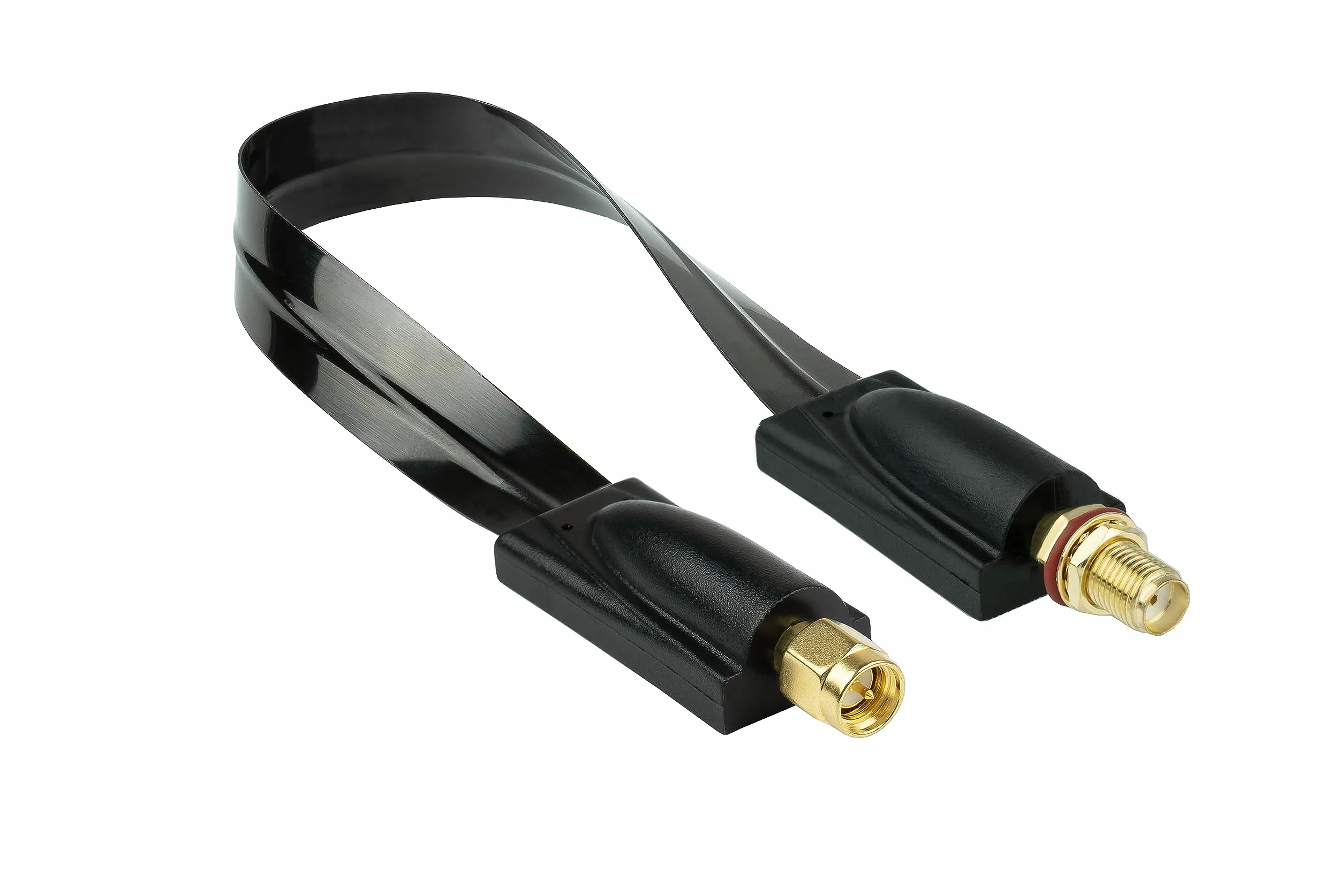 Kabelmeister SMA przepust okienny płaski kabel koncentryczny HF 1.13 do anten 5G LTE 4G czarny 20 cm