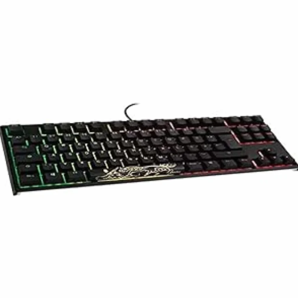Ducky compatible ONE 2 TKL PBT klawiatura do gier, MX-Speed srebrna, RGB LED - czarna