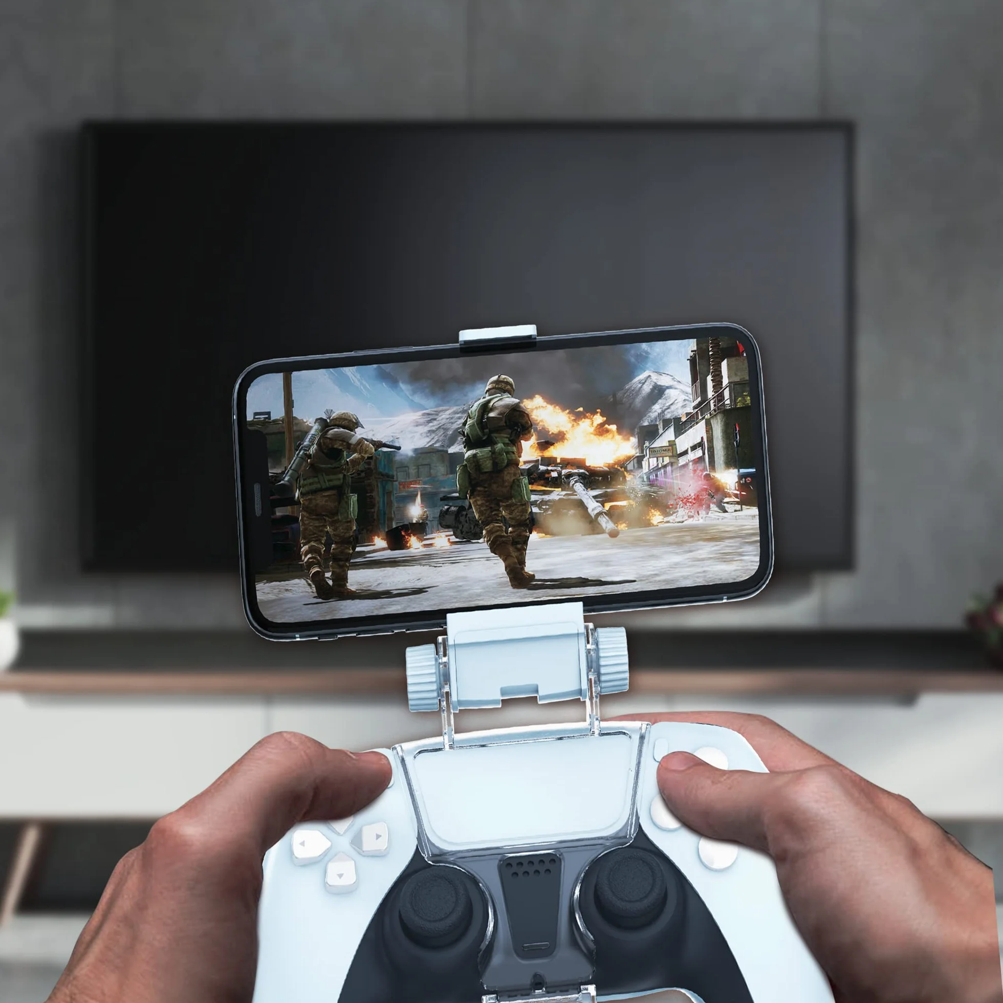 DR1TECH GameGrip5+ Inteligentny klip do kontrolera Dualsense PS5 kompatybilny ze smartfonem iPhone/Android - Obsługa telefonu komórkowego dla Joystick (Kontroler NIE W zestawie)