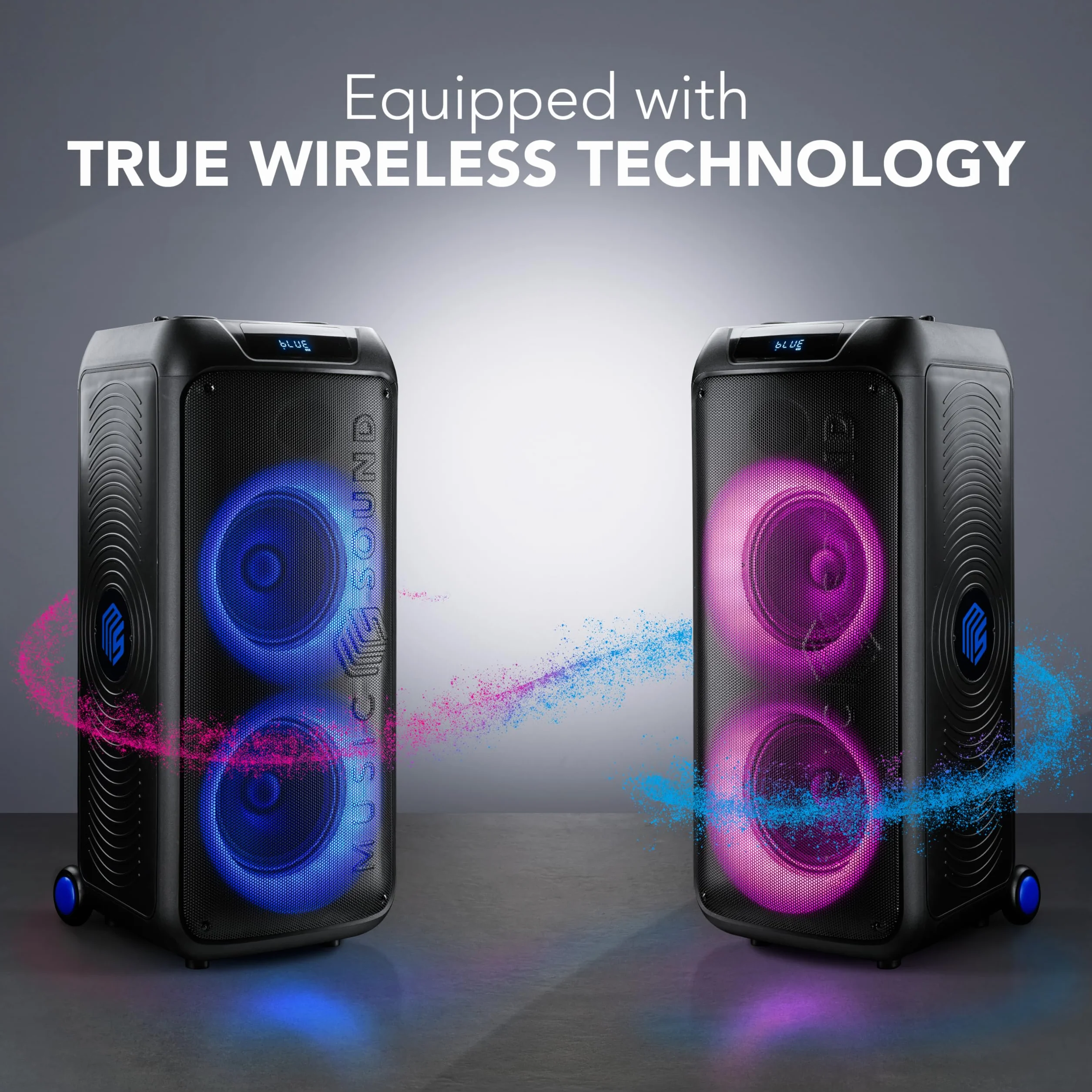 Music Sound Sound Box, przenośny głośnik Bluetooth, 110W, oświetlenie RGB Sync, True Wireless, uchwyt i koła, 3 godziny pracy na baterii, mocny dźwięk na imprezy na świeżym powietrzu