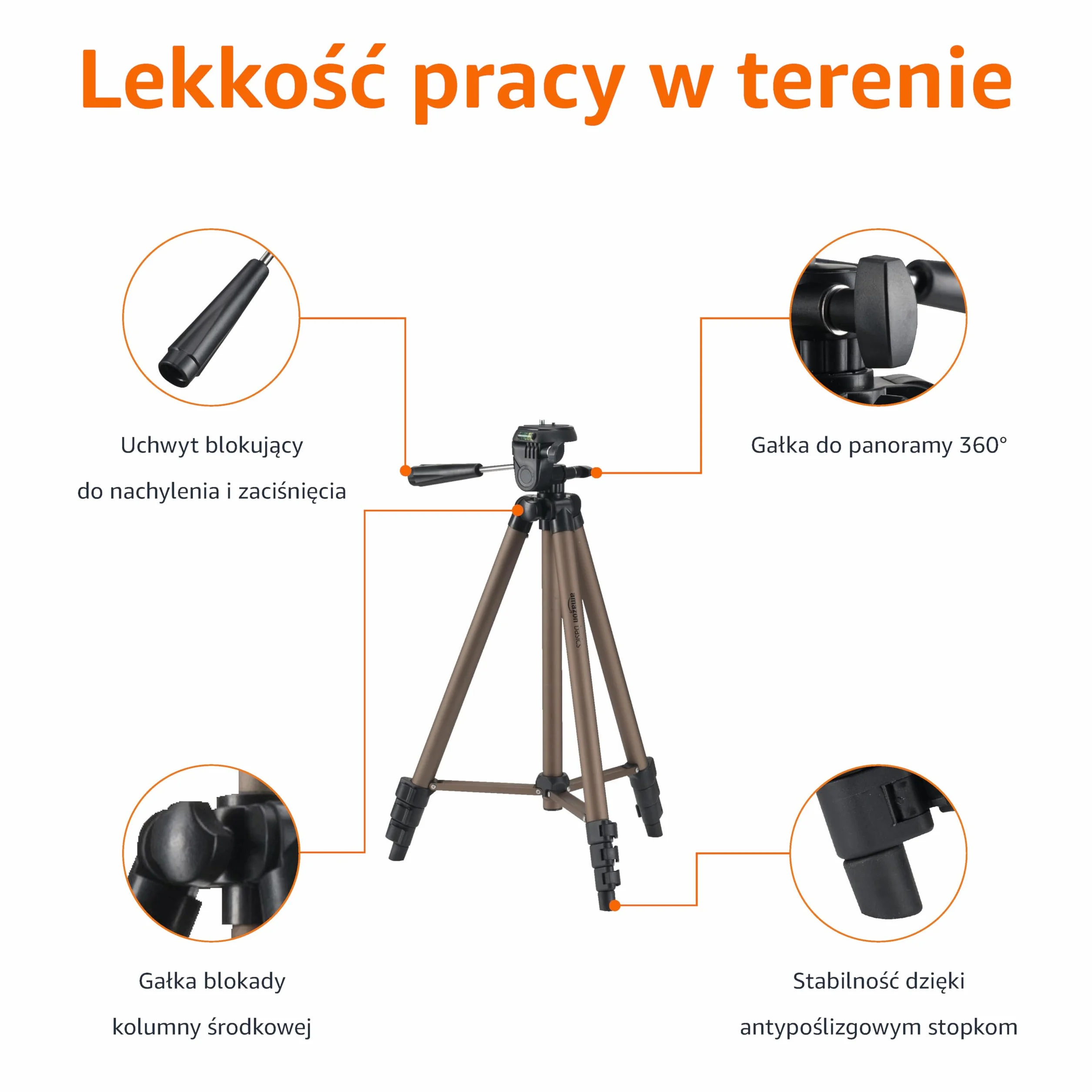 Amazon Basics - lekki statyw z torbą z torbą, 127 cm