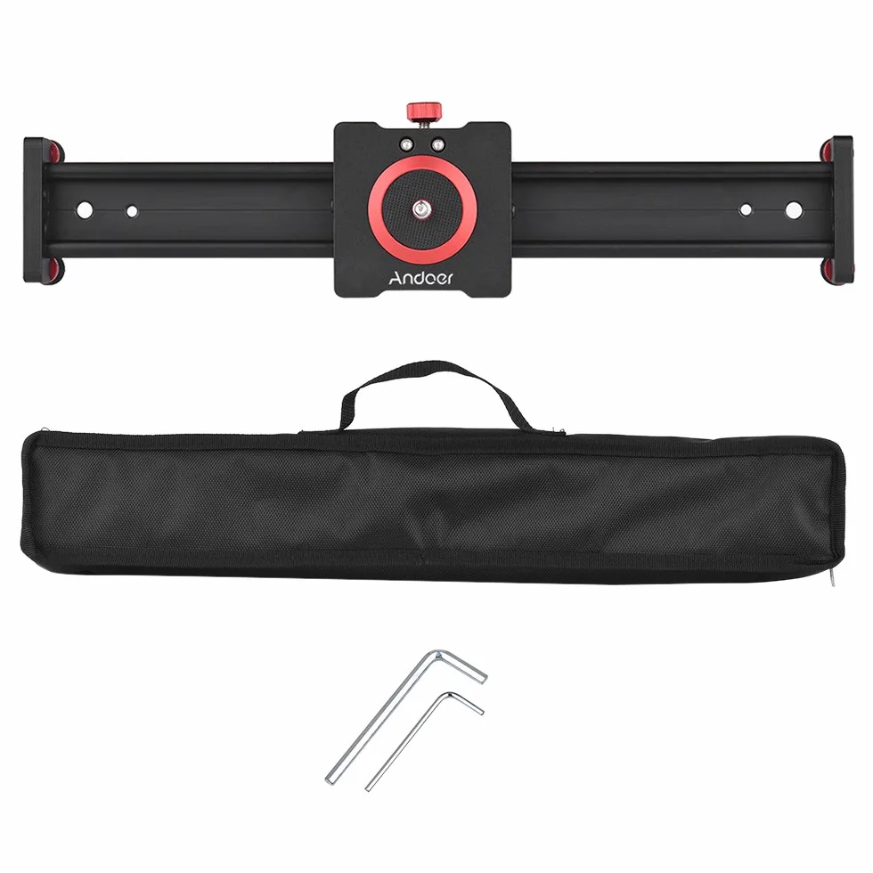 Andoer Zmotoryzowana kamera Slider 50 cm – Dolly Rail ze stopu aluminium do lustrzanek cyfrowych i aparatów slotowych – suwak do fotografii wideo o nośności 11 lbs