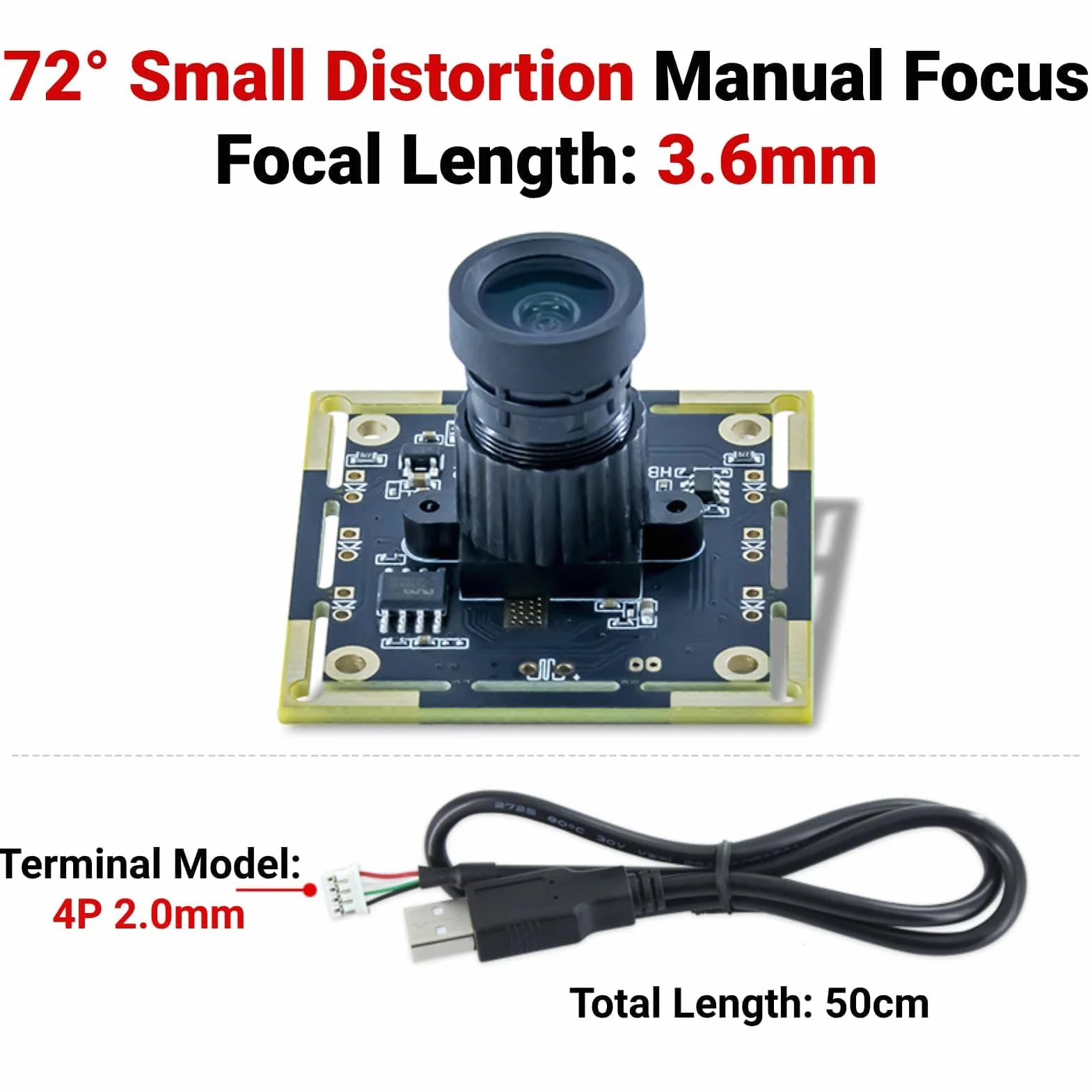LiebeWH 1 MP Camera Module 1280x720 Webcam Board OV9732 Chip 72 Degree for Surveillance