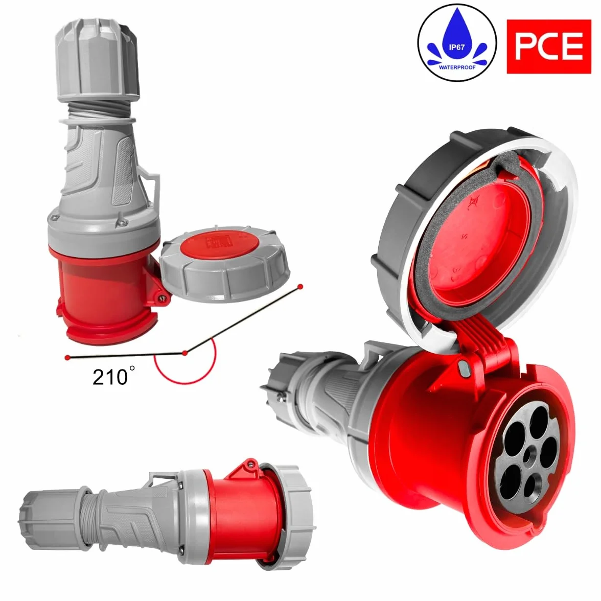 Hilark Cable Tech Przejściówka siłowa IP67, adapter 125A 5P na 63A 5P 3M