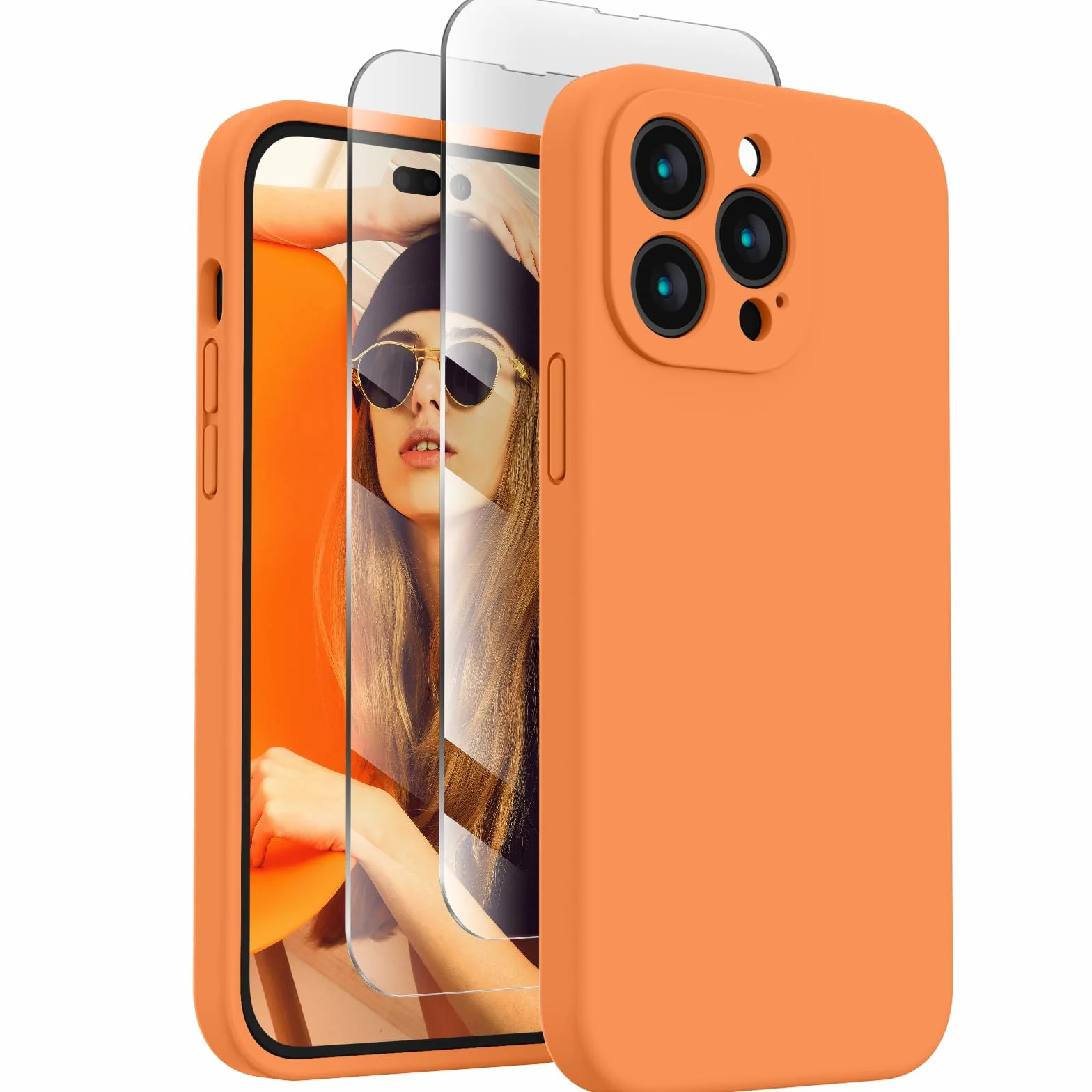 FireNova Etui na iPhone'a 14 Pro, ulepszone silikonowe etui [ochrona aparatu] etui na telefon z [2 ochraniaczami ekranu], miękka, odporna na zarysowania wyściółka z mikrofibry wewnątrz, 15.5 cm