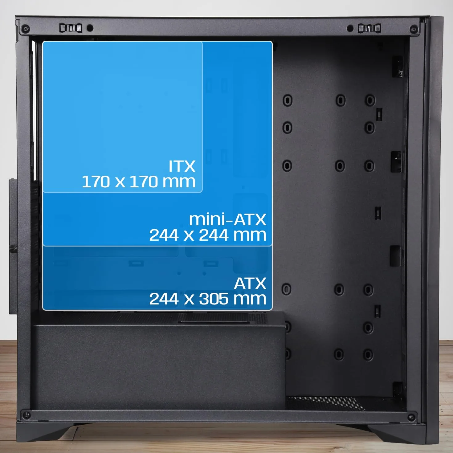 NEWWAY - 2024 Nowość - Obudowa komputera NW1 drewniana przednia - Medium Tour Kompatybilny z ATX/Micro-ATX/ITX - Typ C USB - Wentylatory w zestawie 3x140MM - Panel boczny Szkło hartowane
