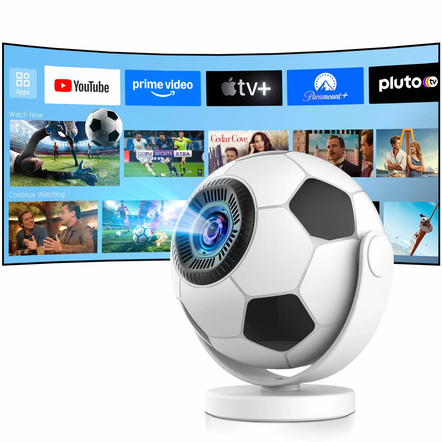 Mini projektor obsługuje 4K 2026, inteligentny projektor z systemem Android 14.0, przenośny projektor z WiFi 6 i Bluetooth 5.4, przenośny, mały projektor do kina domowego, obrót o 180°, biały
