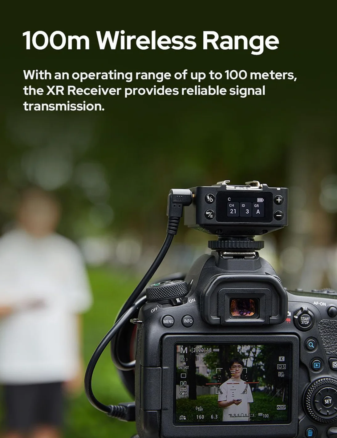 Godox XR TTL Odbiornik bezprzewodowy dla Canon i Nikon, system X 2,4 GHz, zintegrowana bateria litowa, ulepszony wyświetlacz LCD, bezprzewodowa kontrola spustu, kabel synchronizacyjny i kabel USB-C