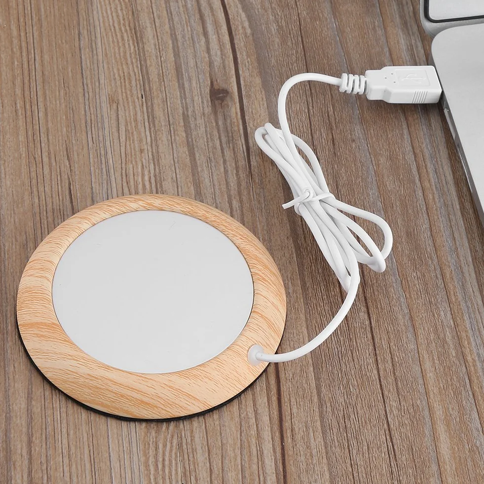 USB podgrzewacz do kubka z ziarna drewna, elektryczna mata do herbaty i kawy