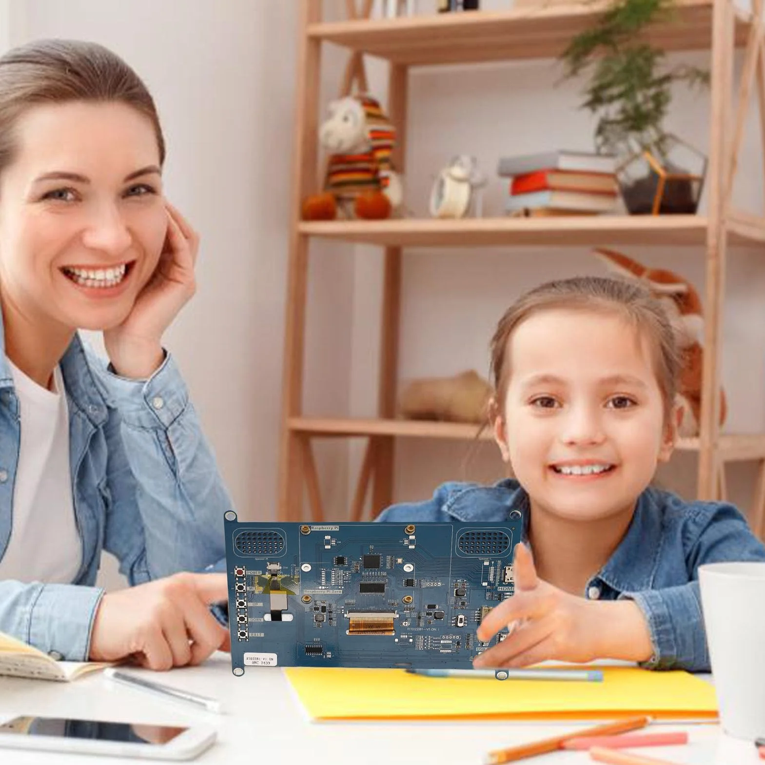 GOWENIC Wszechstronny 7-calowy Ekran Dotykowy RGB z 2 Głośnikami, rozdzielczość 1024 X 600 do Obsługi RasPi, Towarzysz Multimedialny