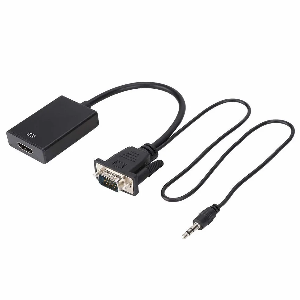 ASHATA Kabel konwertera VGA na HDMI, obsługa HD 1080P HDTV, transmisja audio USB
