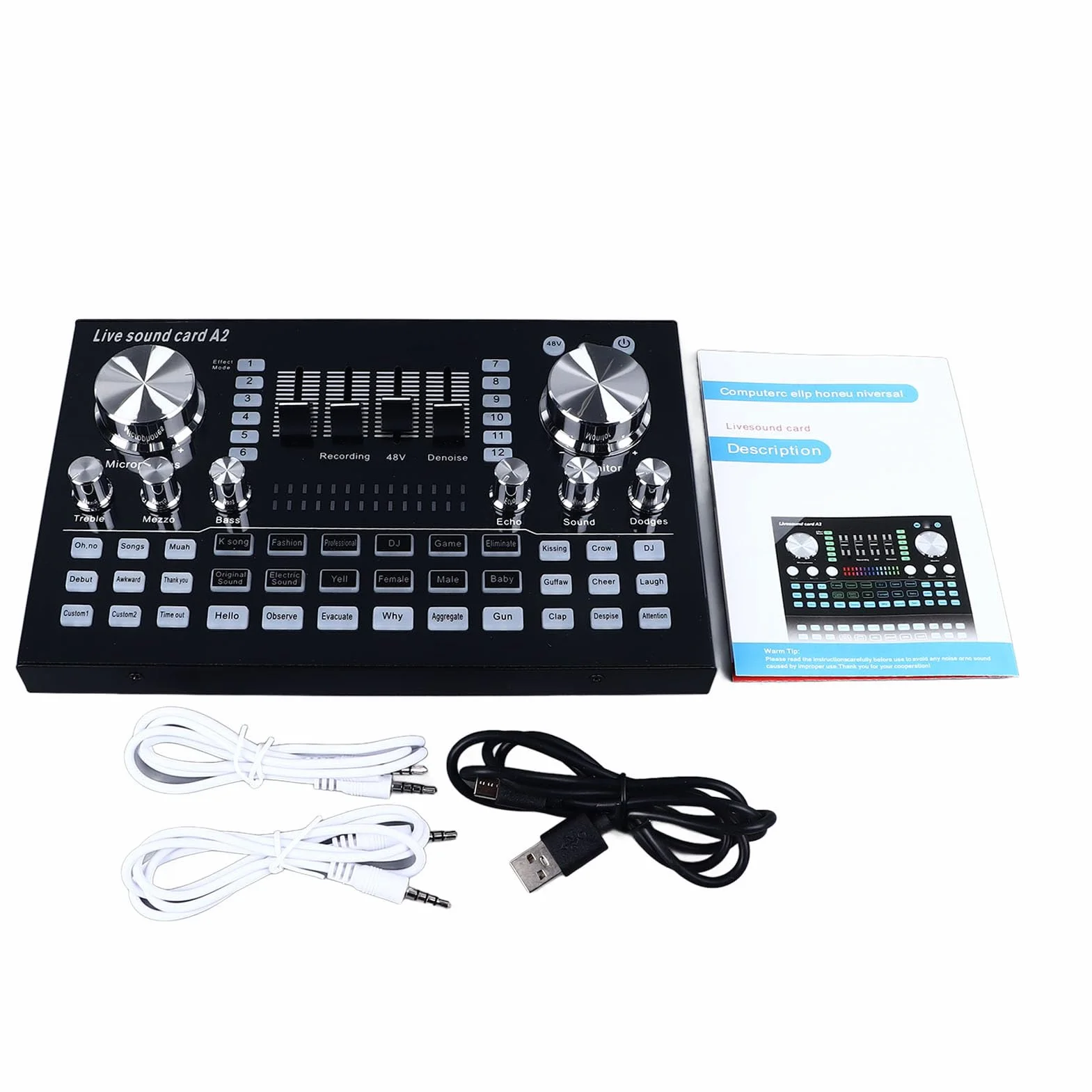 Ejoyous Profesjonalny Mikser Audio z Karty Dźwiękowej na żywo z Napięciem 48V OTG do PC Cell Telefon Streaming Nagrywanie Kompatybilne z Systemem IOS Android Windows