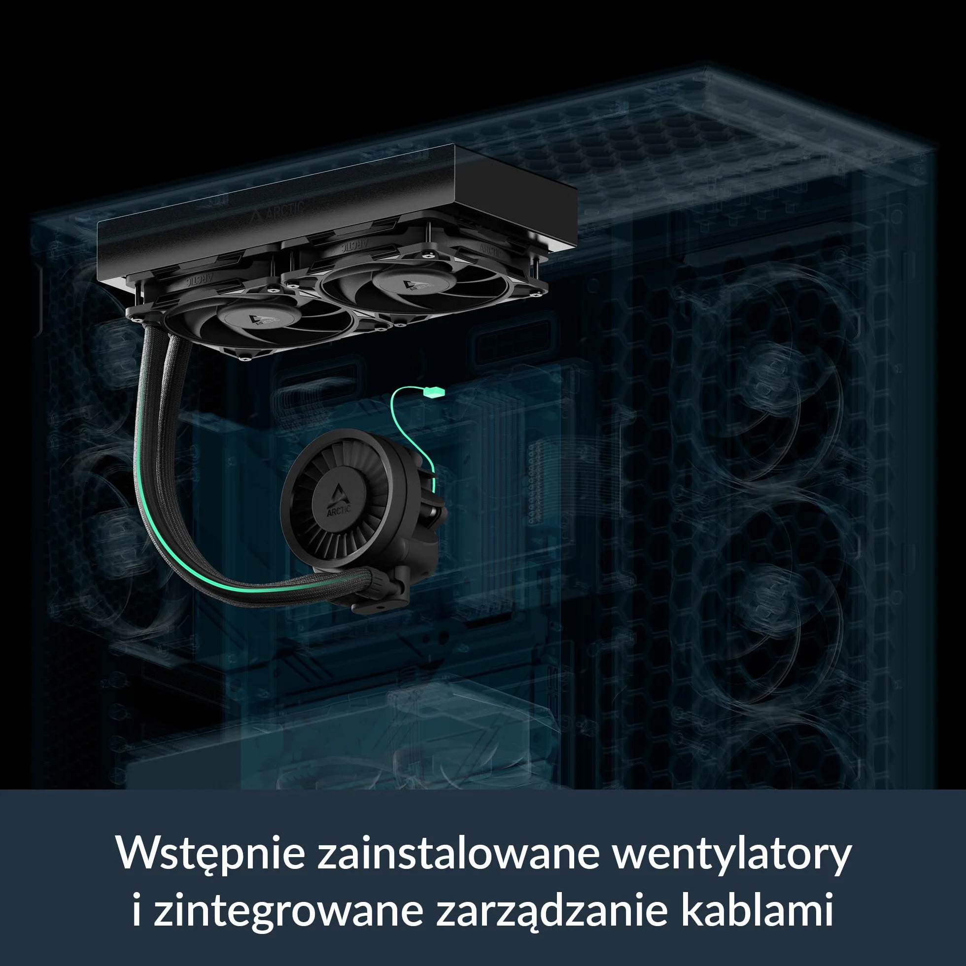 ARCTIC Liquid Freezer III Pro 280 - Chłodnica Procesora AIO, 2 x 140 mm Chłodzenie Wodne, Grzejnik 38 mm, Pompa PWM, Wentylator VRM, AMD AM5/AM4, Intel LGA1851/1700 Ramka Stykowa - Czarny