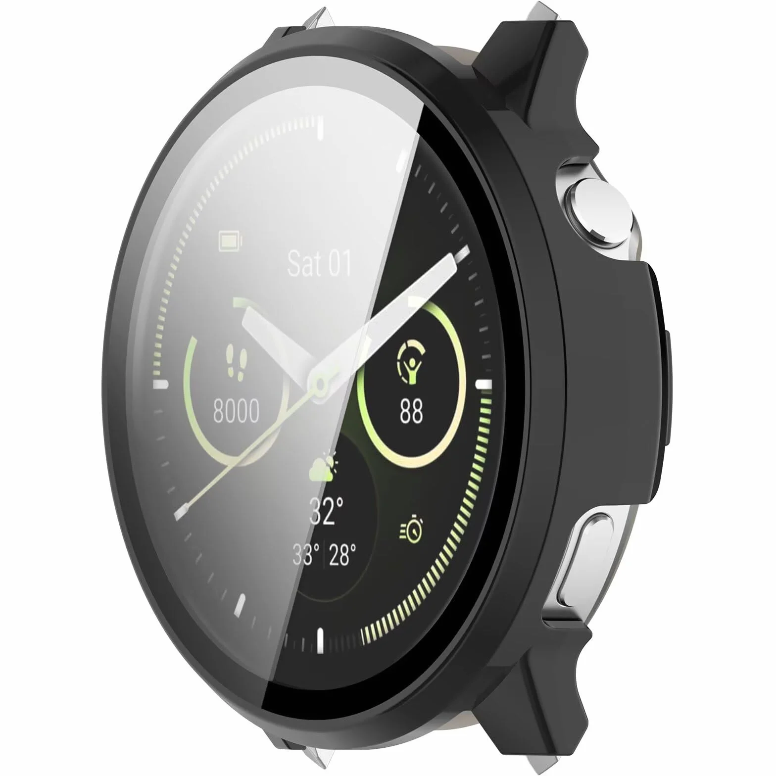 Etui kompatybilne z Garmin Venu 4 41 mm, twarde etui antykolizyjne z poliwęglanu + folia ochronna ze szkła hartowanego. (czarne)