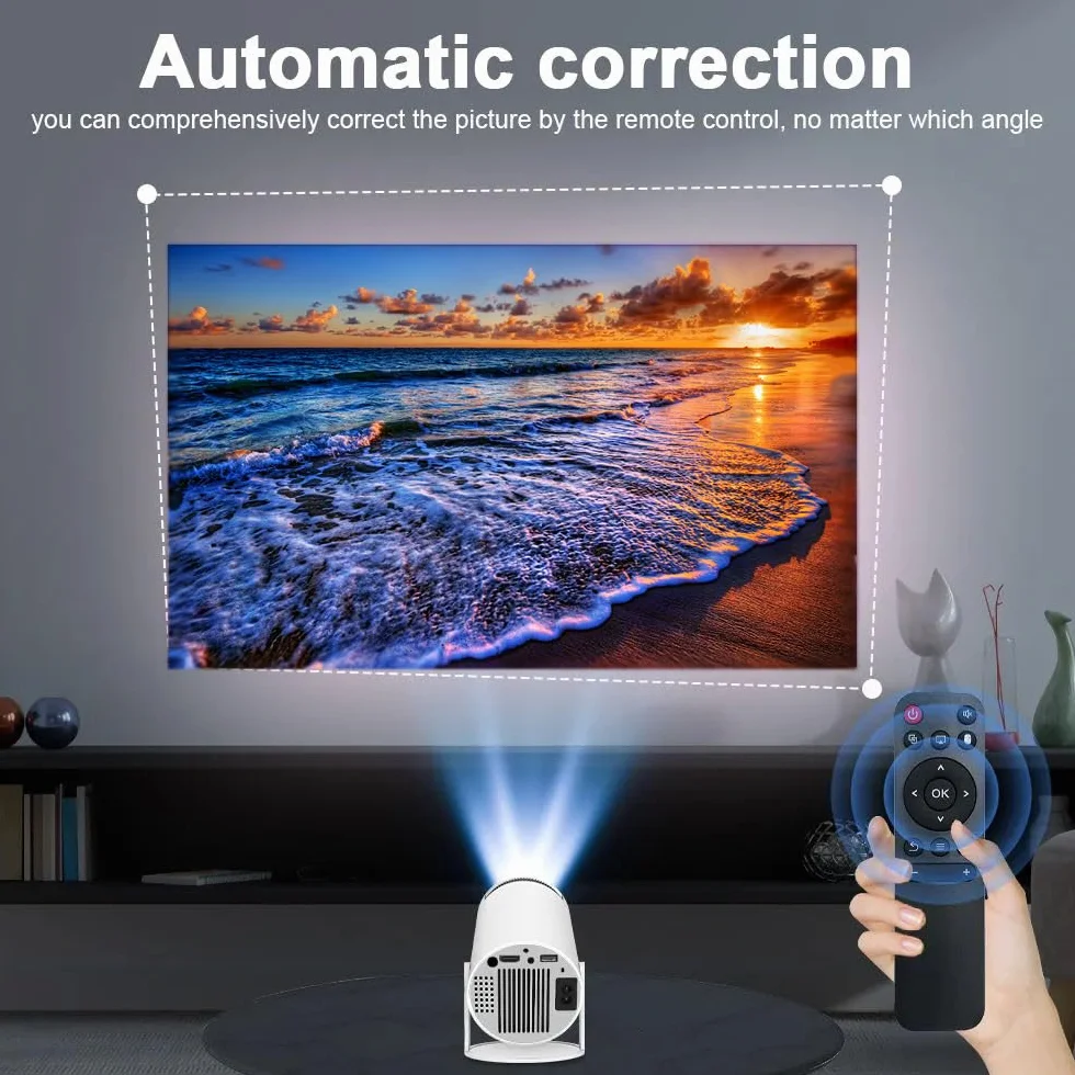 Mini projektor wideo kompatybilny z WiFi i Bluetooth, 1080P, Android 11.0 TV OS, Netflix, YouTube, HDMI, sterownik flash USB, kompatybilny z telefonem iPhone i systemem Android