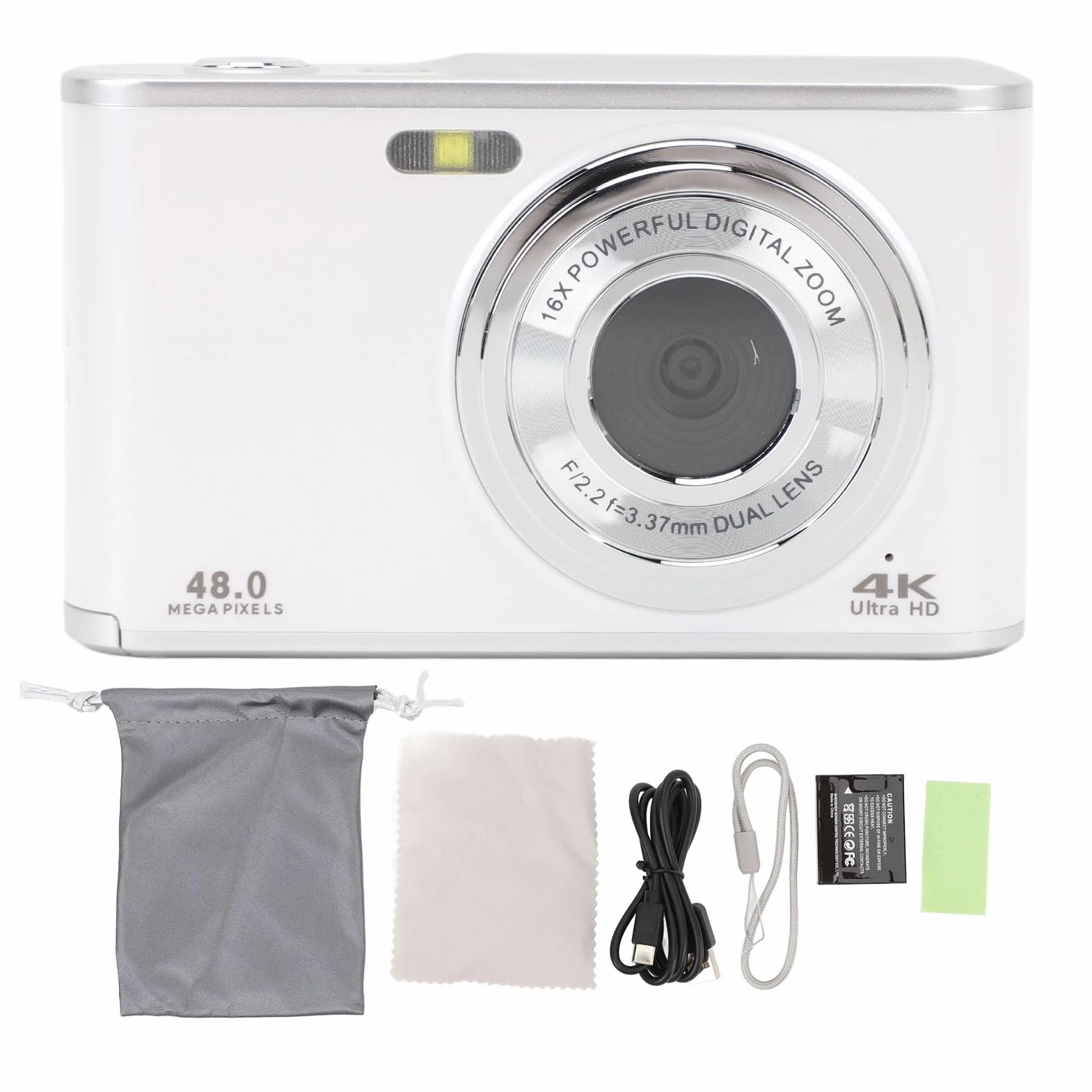 Aparat Cyfrowy 48 MP do Robienia zdjęć i Filmów, Kamera 4K do Vlogowania 16-krotny Zoom Cyfrowy 2,8-calowy Ekran IPS z Autofokusem Aparat do Selfie dla Dzieci, Podwójny Aparat z