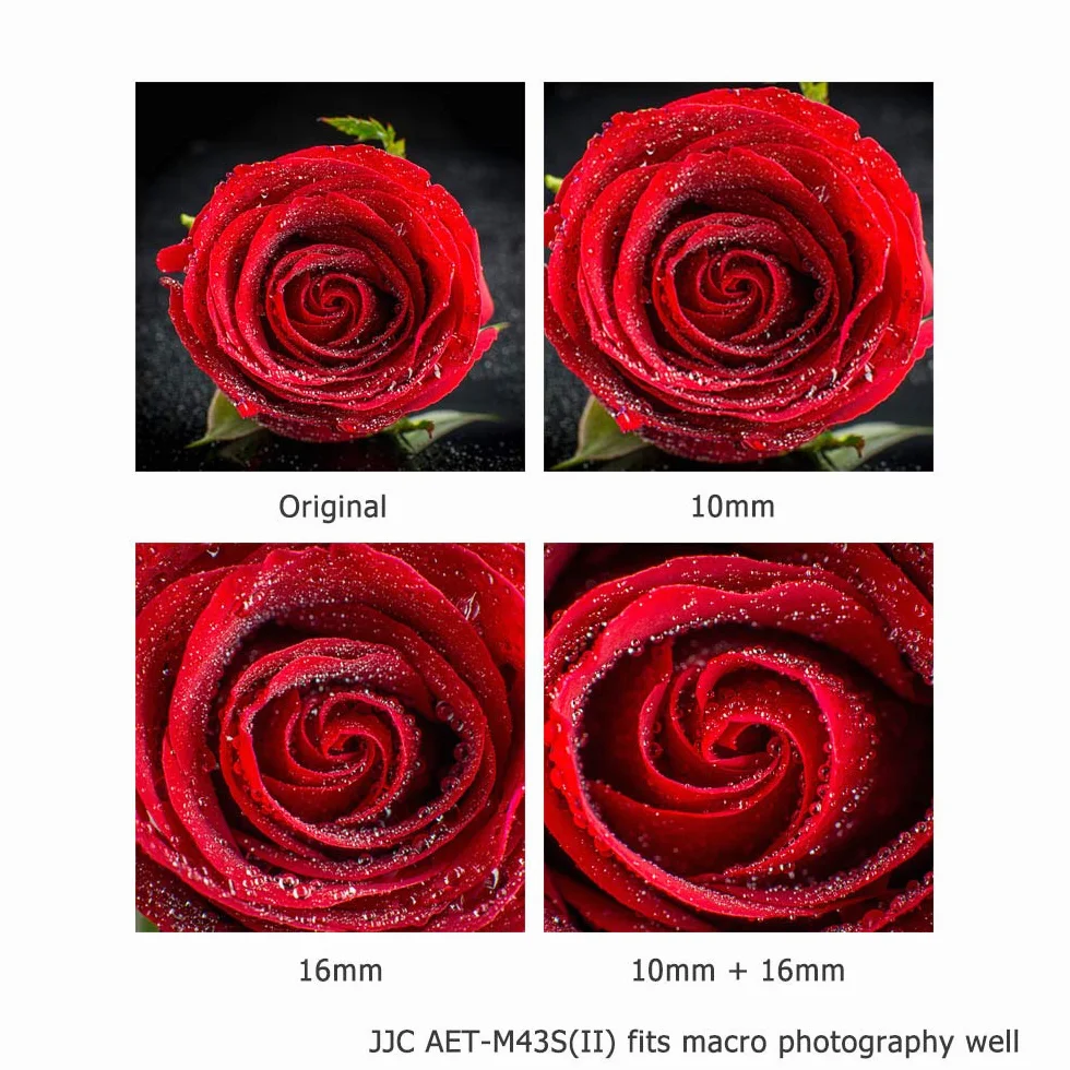 JJC Zestaw rurek makro 10MM/16MM do Olympus Micro Four Thirds Mount (M4/3) aparatów DSLR i SLR - Auto Fucus - TTL Ekspozycja do zdjęć makro