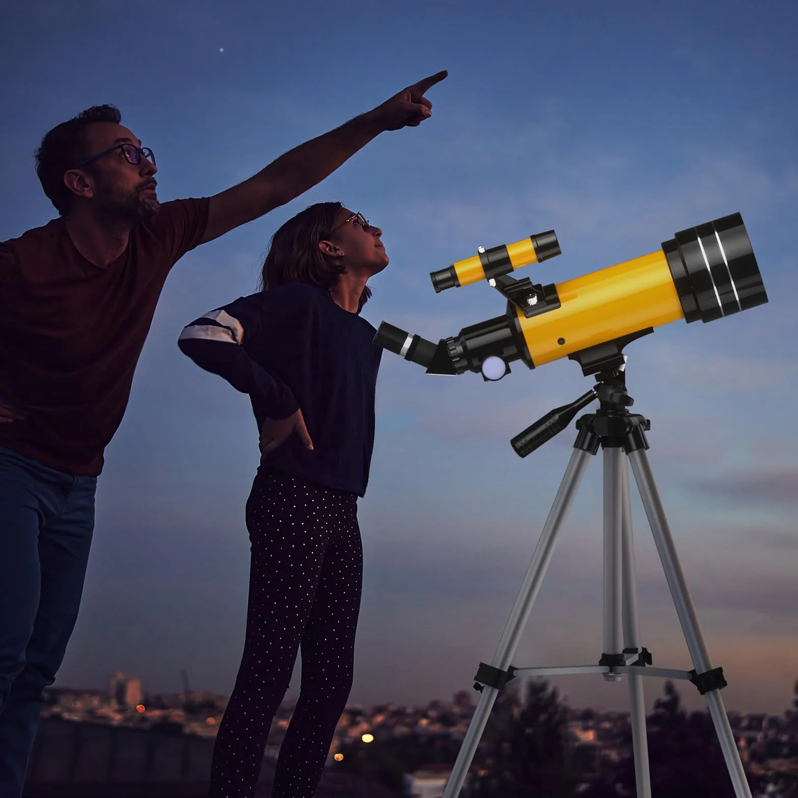 Teleskop 70 mm, przysłona 400 mm (20X-200X), refraktor FMC, wysoka transmisja, statyw, adapter telefonu, pilot zdalnego sterowania, prezent astronomiczny dla początkujących
